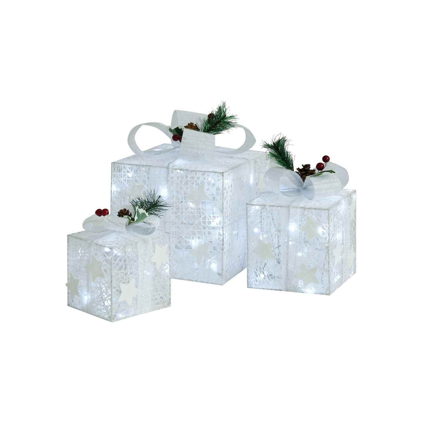 Boîtes-cadeaux de Noël décoratives 3 pcs Extérieur Intérieur