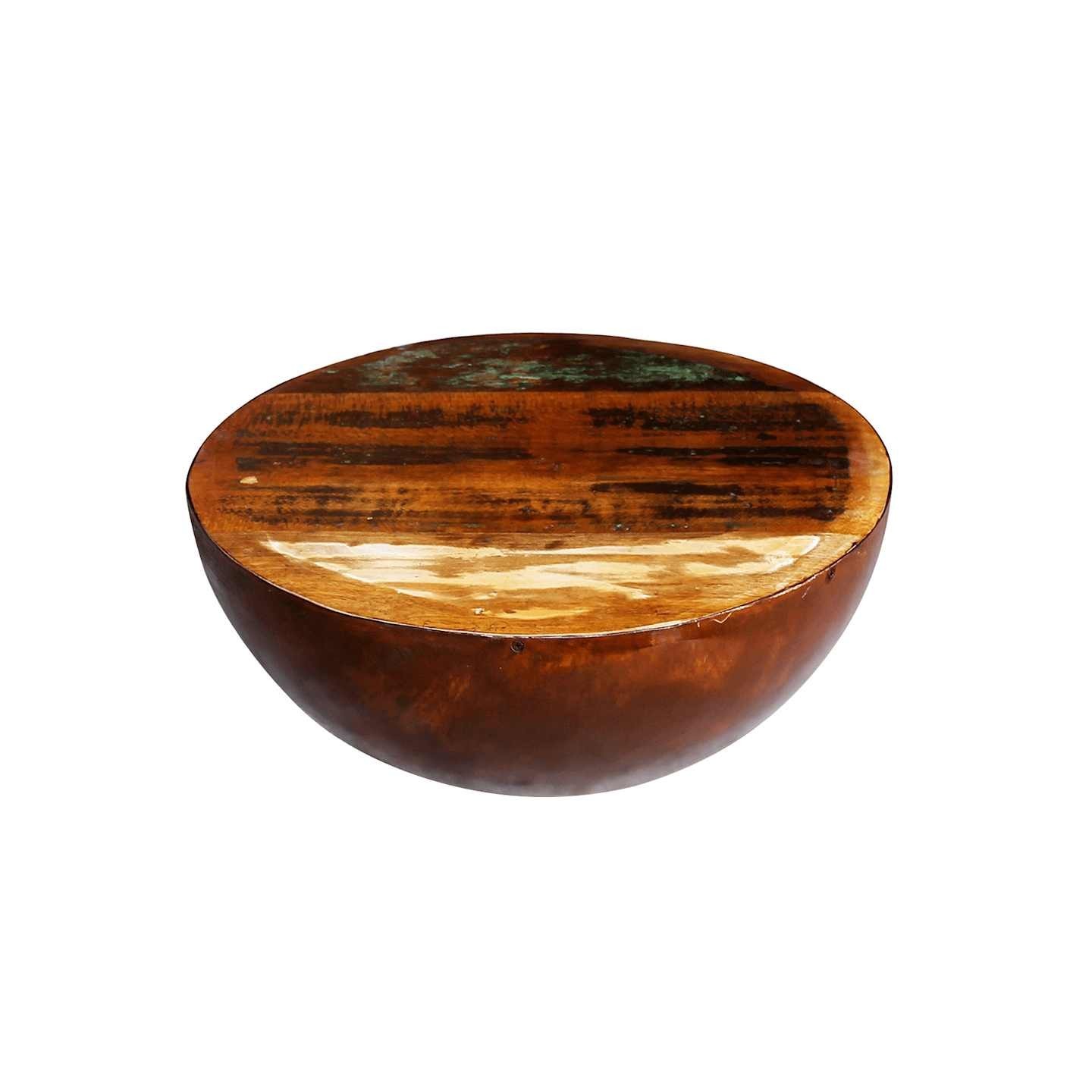 Table basse Forme de bol avec base en acier Bois recyclé