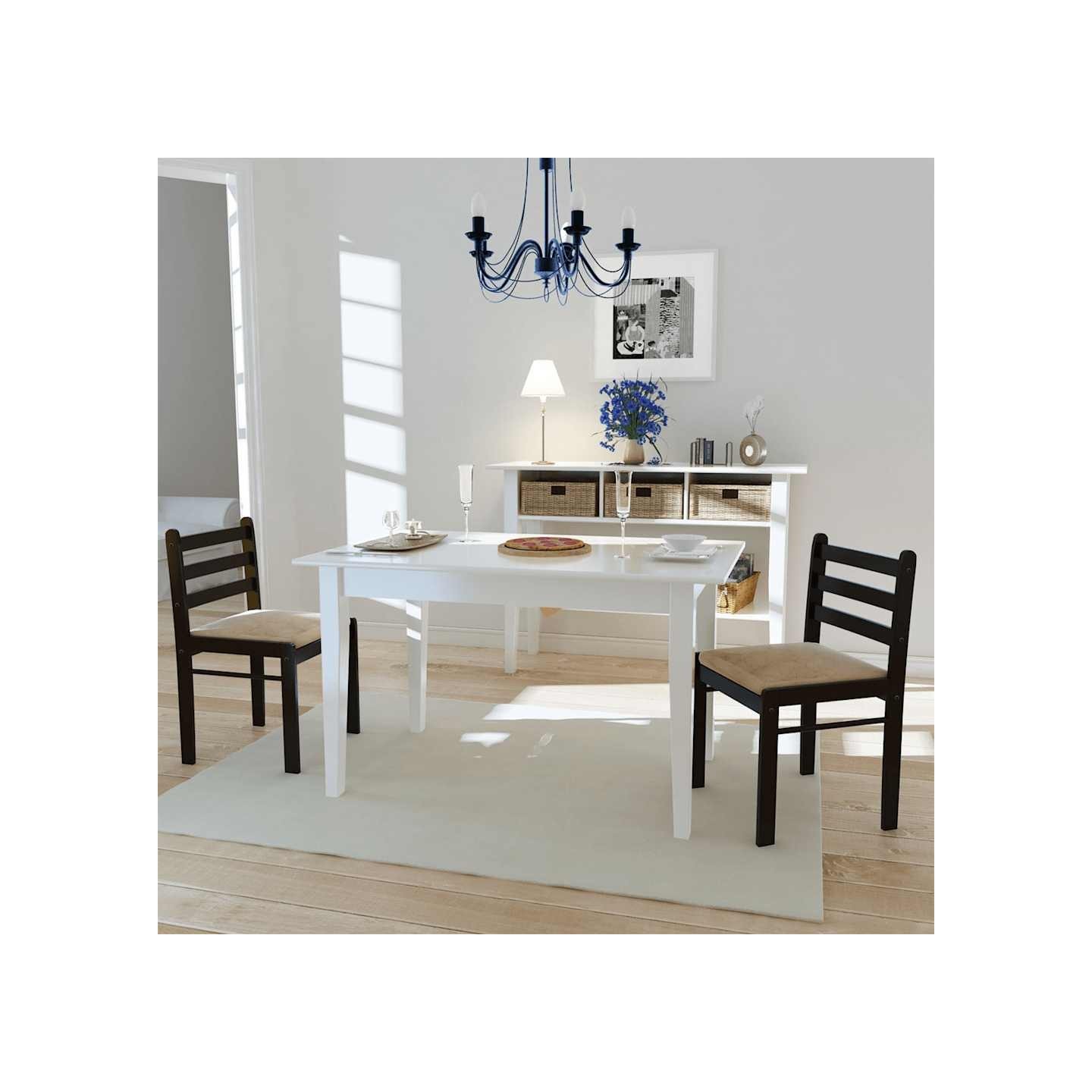 Chaises à manger lot de 2 marron hévéa solide et velours