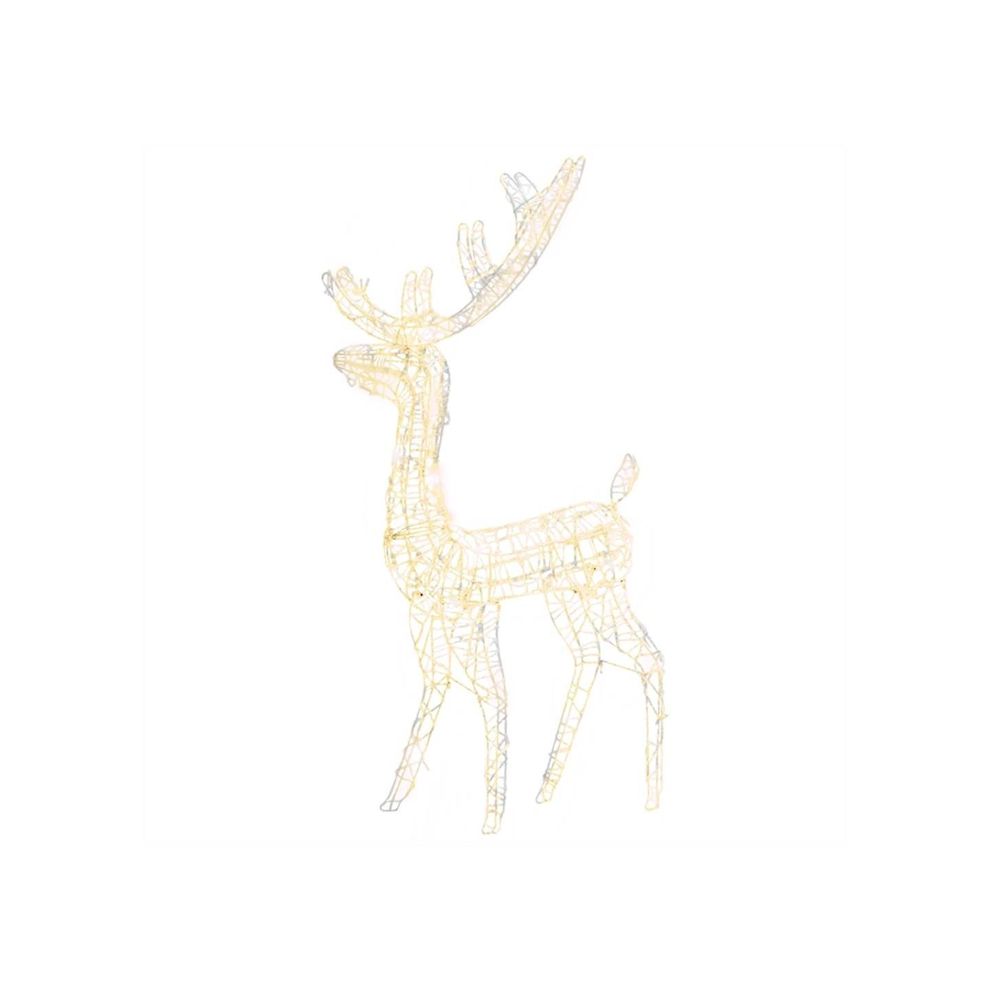 Renne de décoration de Noël Acrylique 140 LED blanc chaud 128 cm