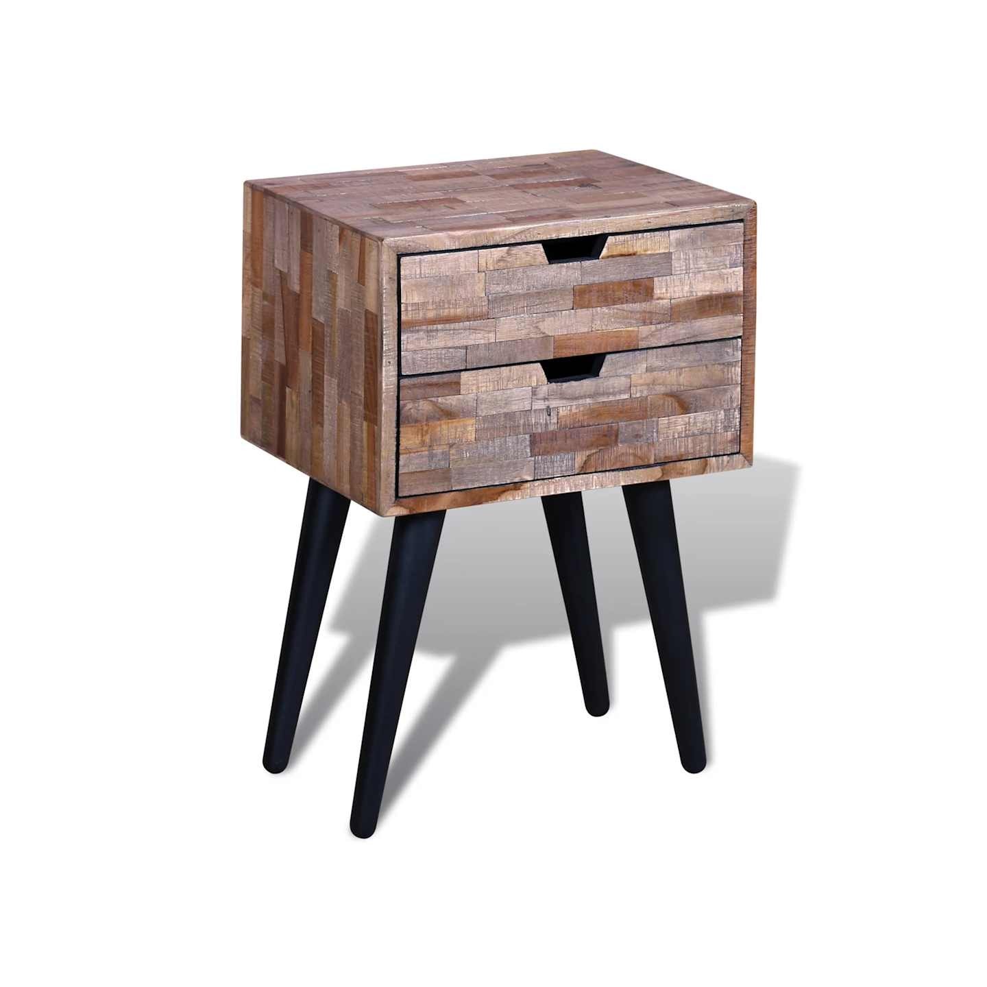 Table de chevet avec 2 tiroirs Bois de teck recyclé