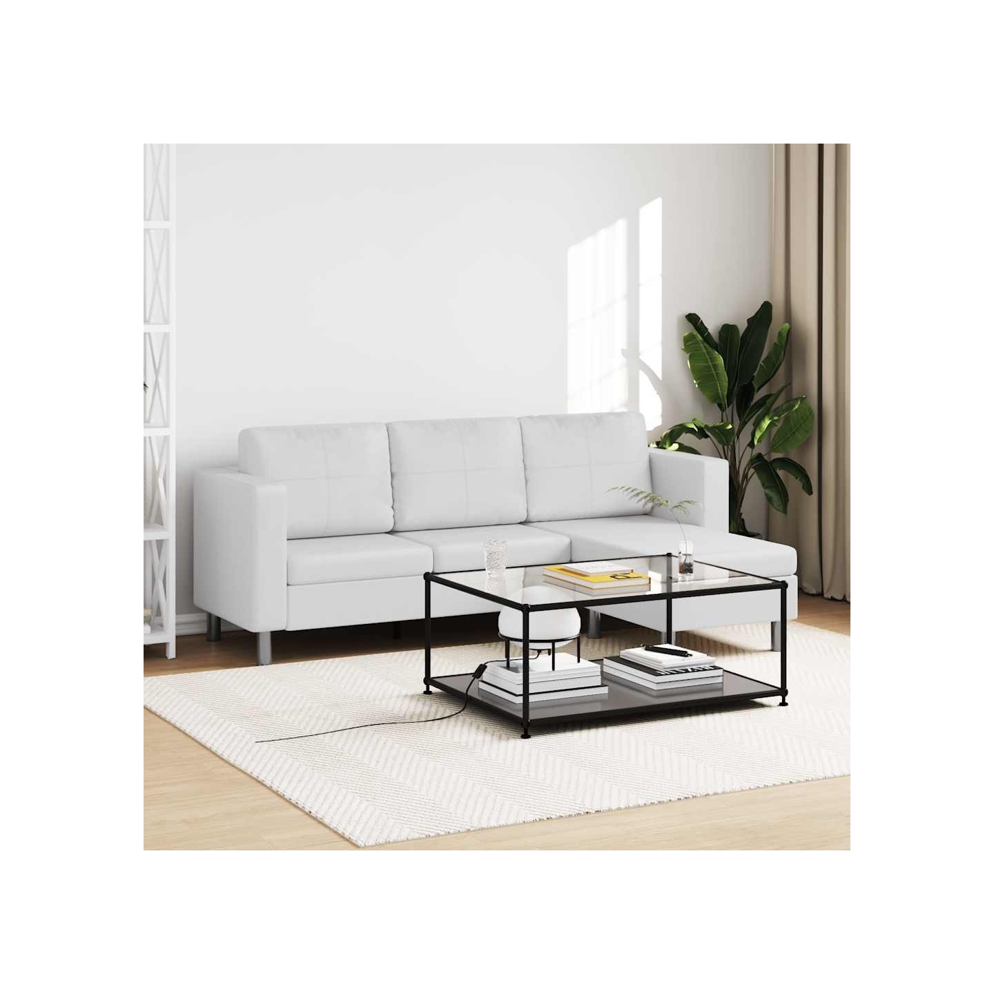 Canapé sectionnel à 3 places cuir synthétique blanc