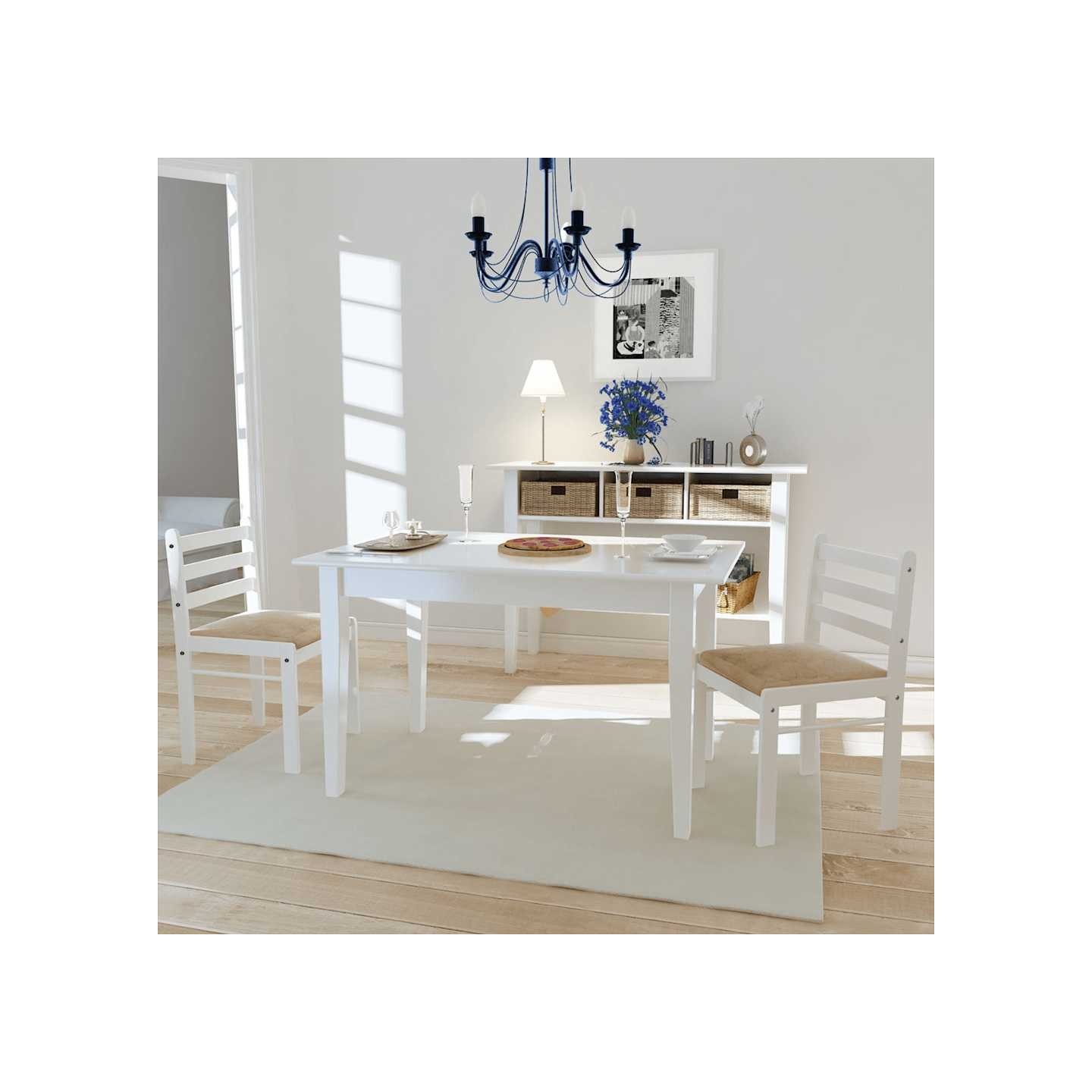 Chaises à manger lot de 2 blanc hévéa solide et velours