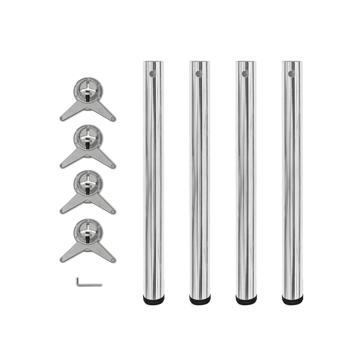4 pieds de table réglables en hauteur 710 mm Chromé