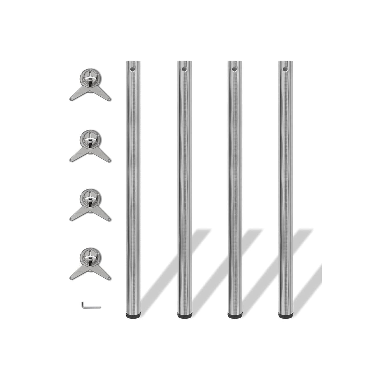 4 pieds de table réglables en hauteur 1100 mm Nickel brossé