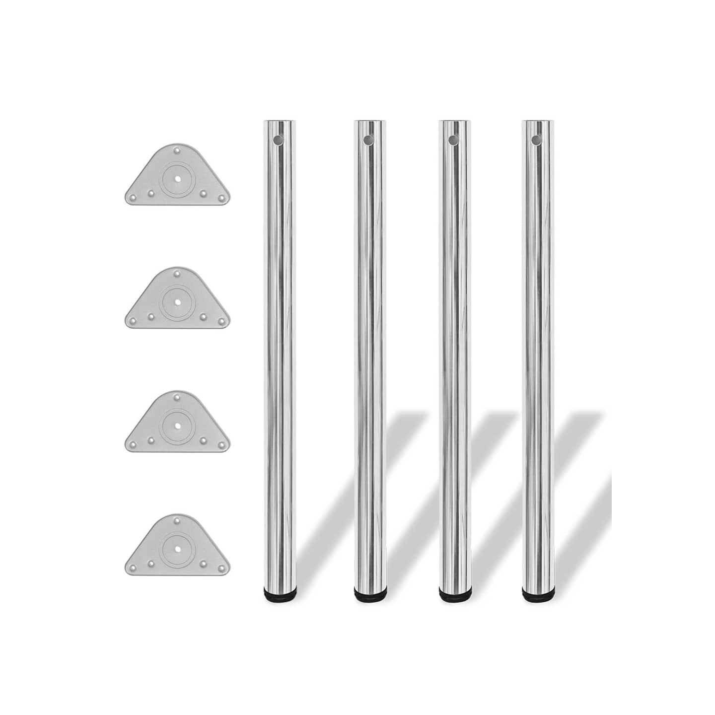 4 pieds de table réglables en hauteur 870 mm Chromé
