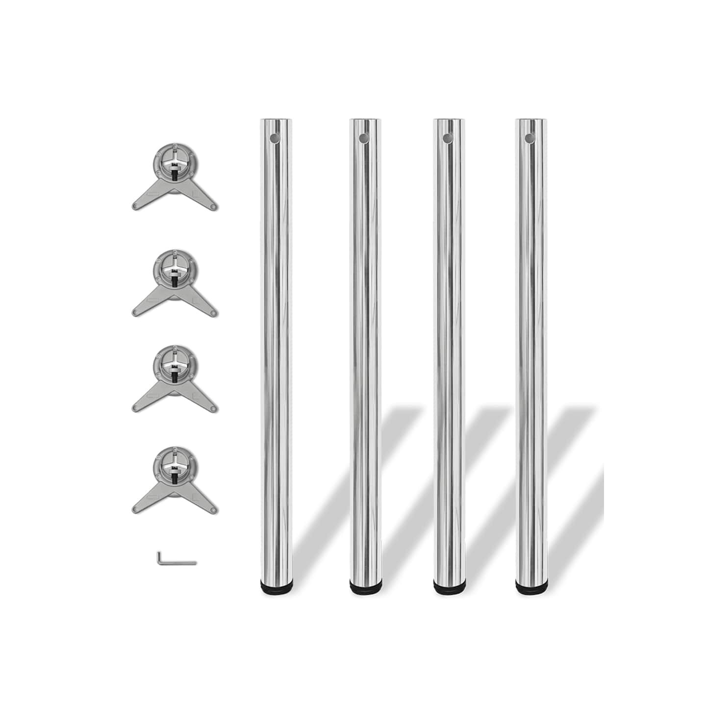 4 pieds de table réglables en hauteur 870 mm Chromé