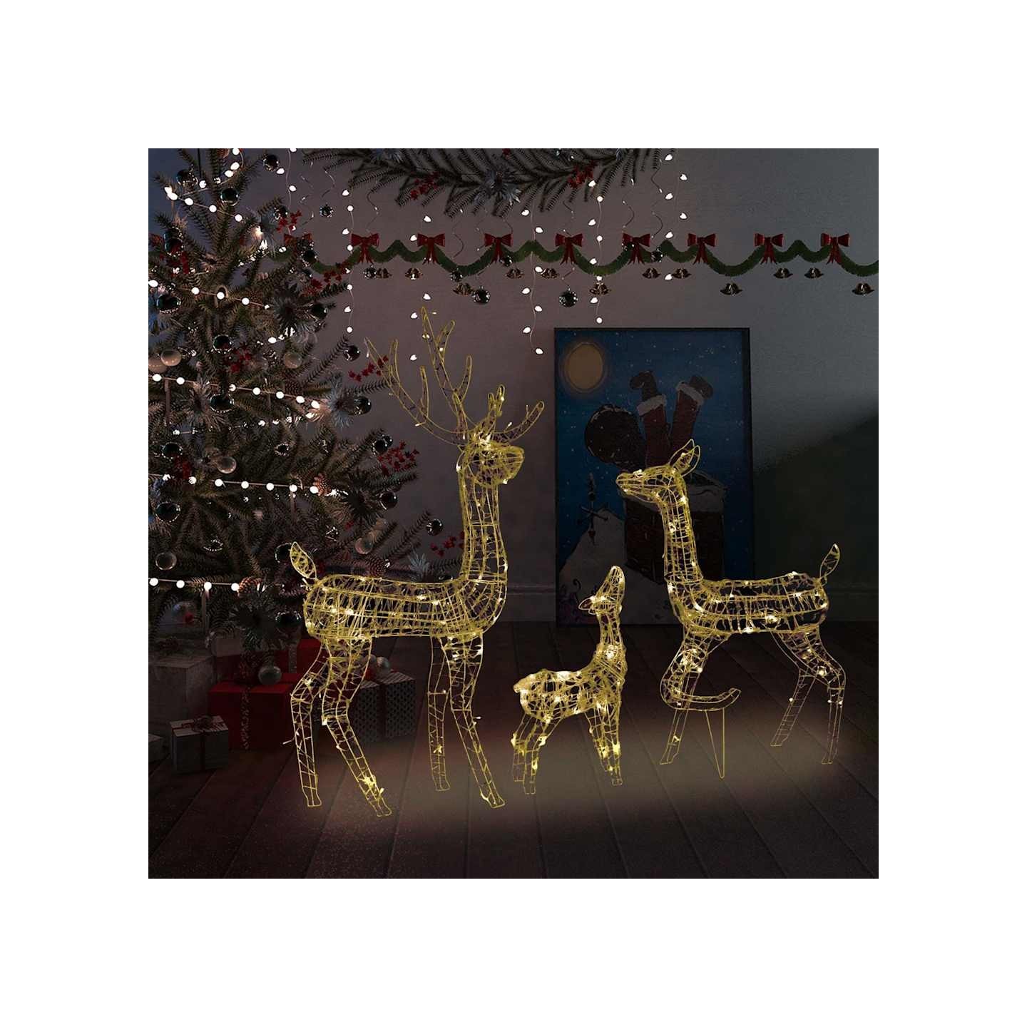 Famille de rennes de décoration Acrylique 300 LED blanc chaud