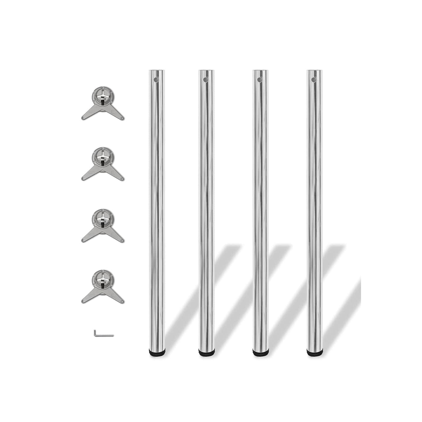 4 pieds de table réglables en hauteur 1100 mm Chromé
