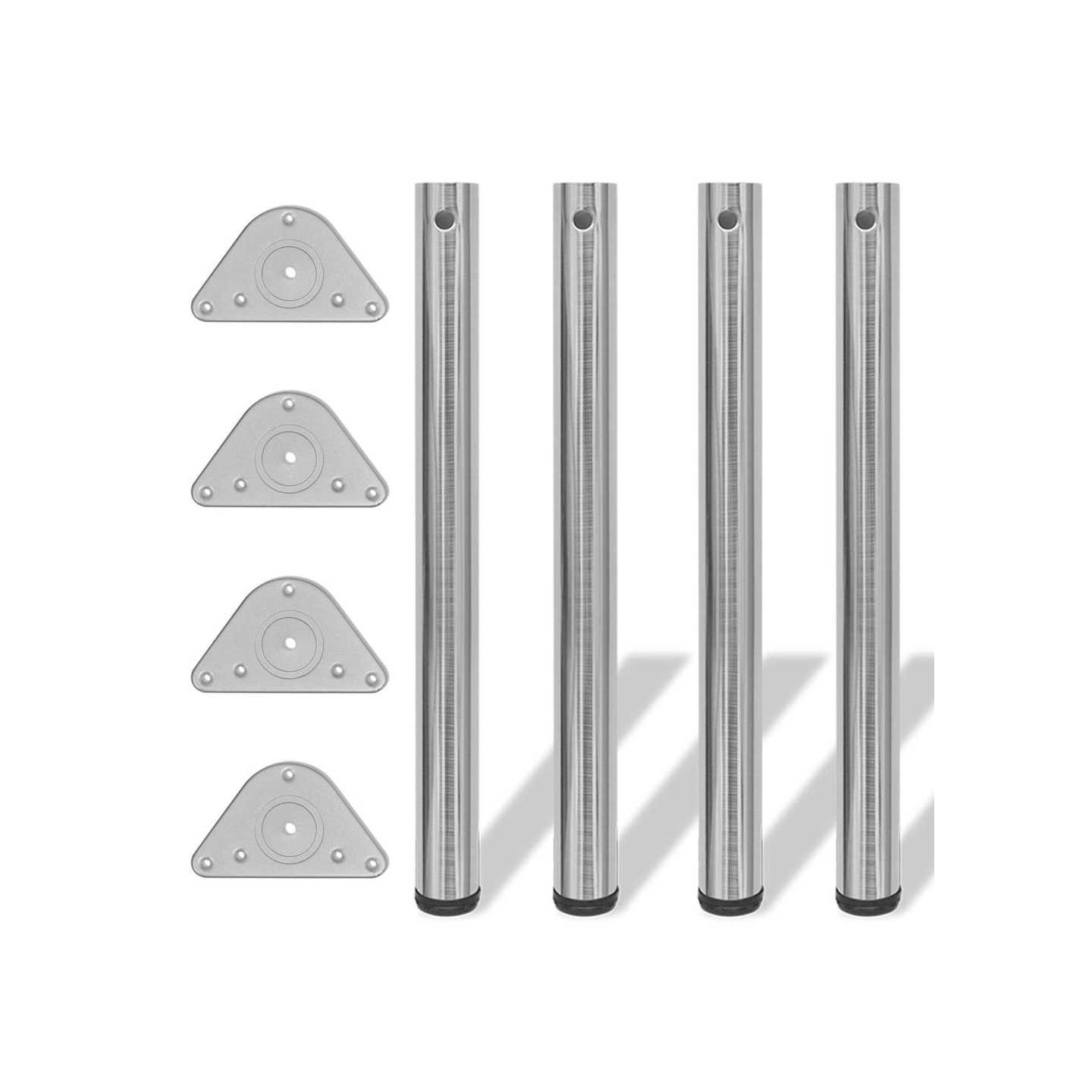 4 pieds de table réglables en hauteur 710 mm Nickel brossé