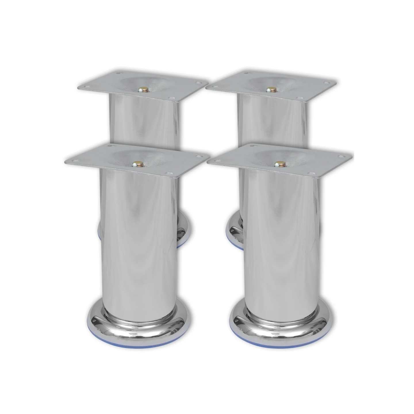 4 pieds ronds de canapé en Nickel brossé 120 mm