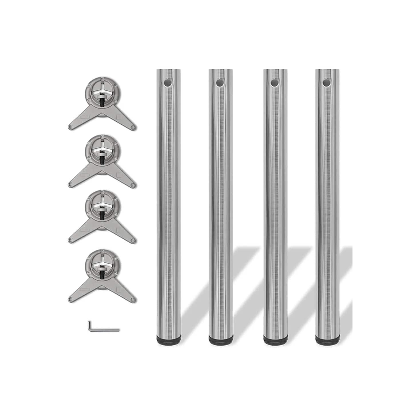 4 pieds de table réglables en hauteur 710 mm Nickel brossé