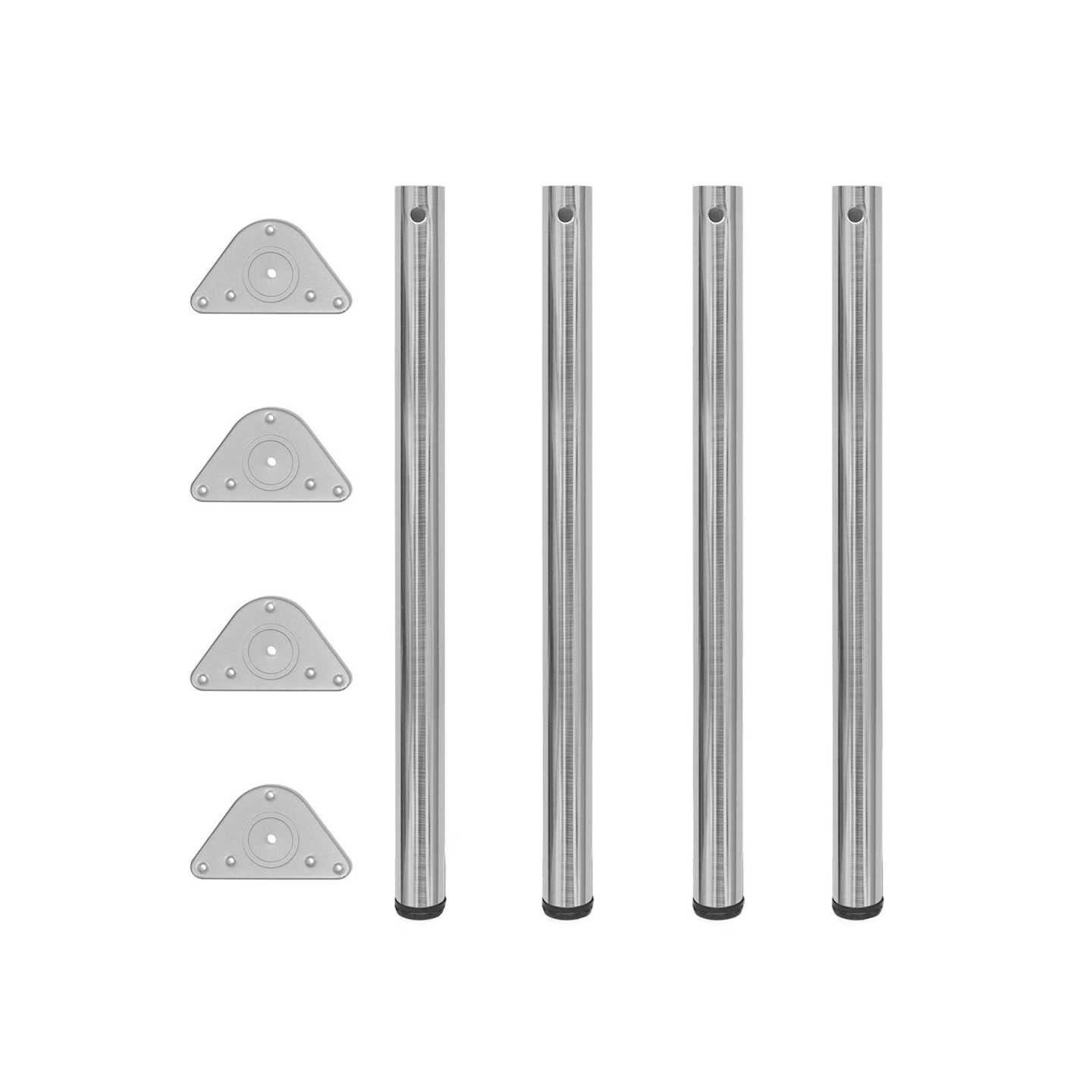 4 pieds de table réglables en hauteur 870 mm Nickel brossé