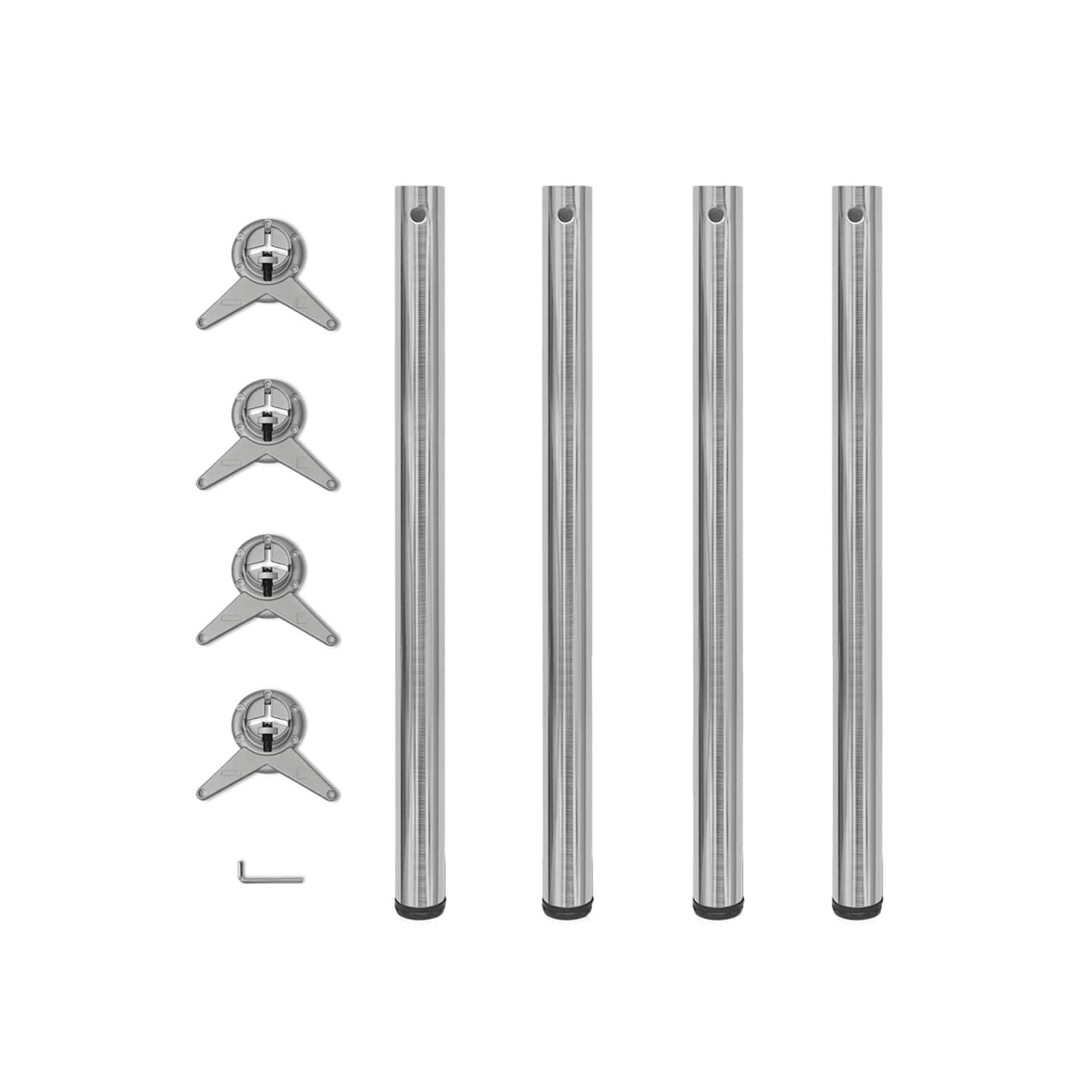 4 pieds de table réglables en hauteur 870 mm Nickel brossé