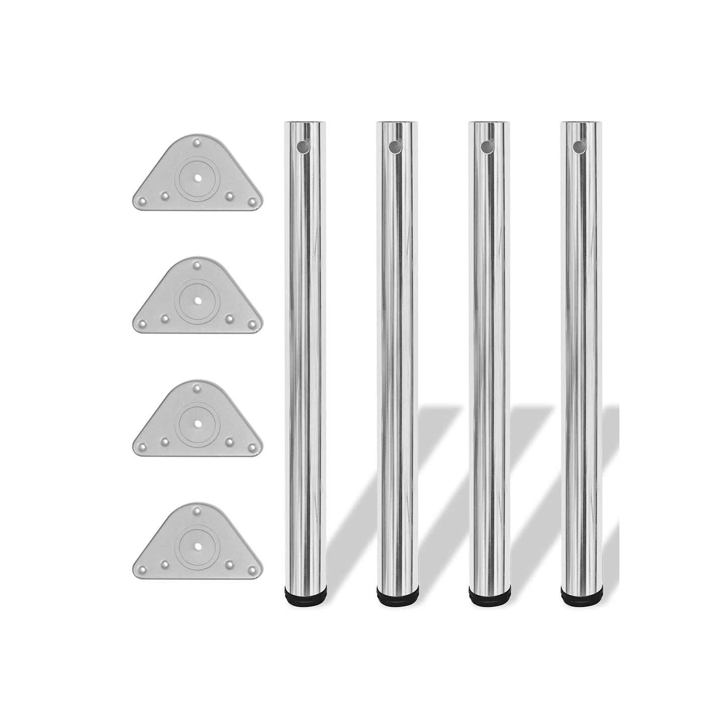 4 pieds de table réglables en hauteur 710 mm Chromé