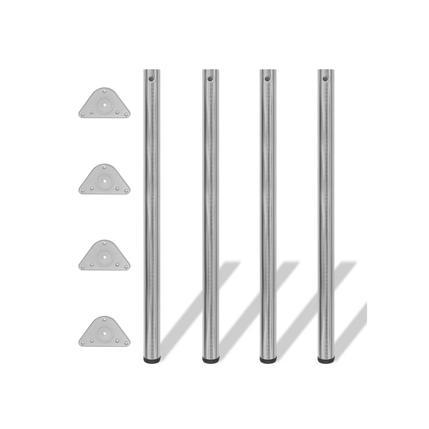 4 pieds de table réglables en hauteur 1100 mm Nickel brossé