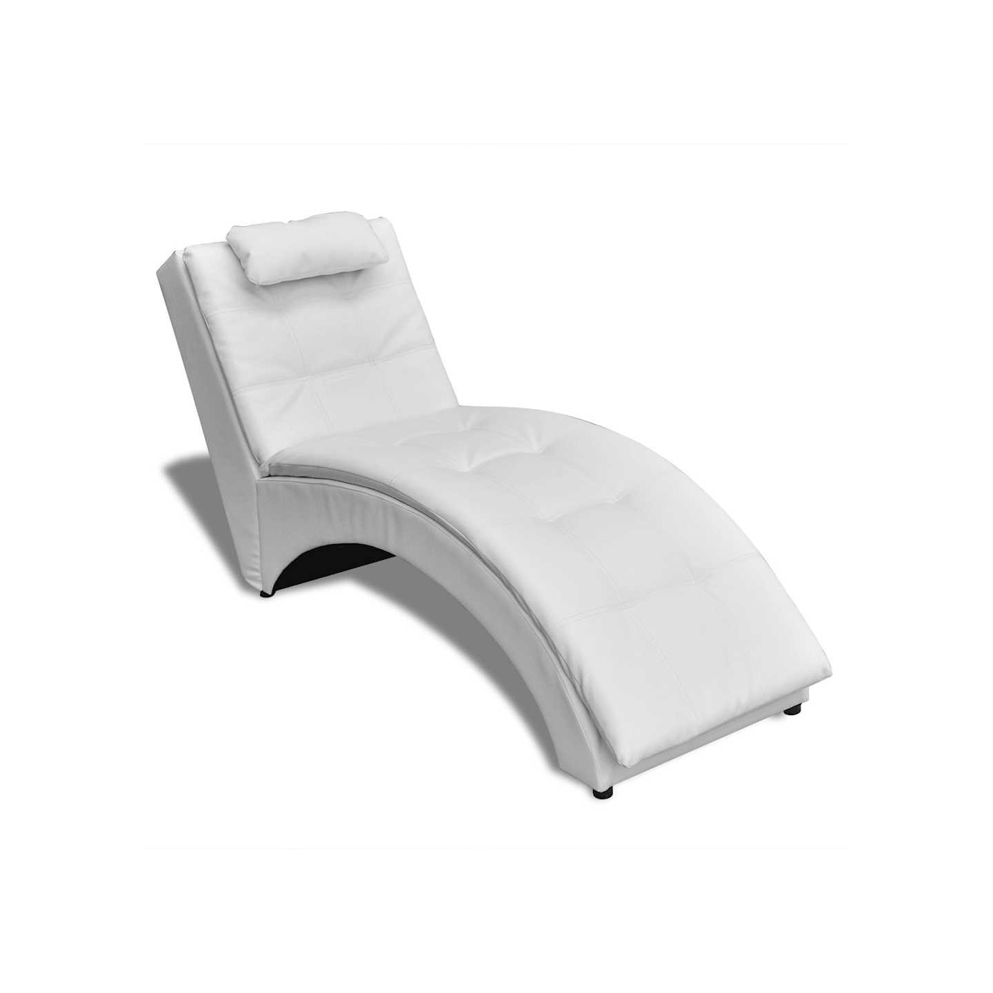Chaise longue avec oreiller Blanc Similicuir