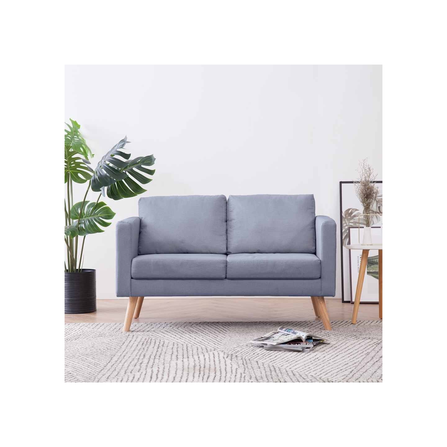 Canapé à 2 places tissu gris clair