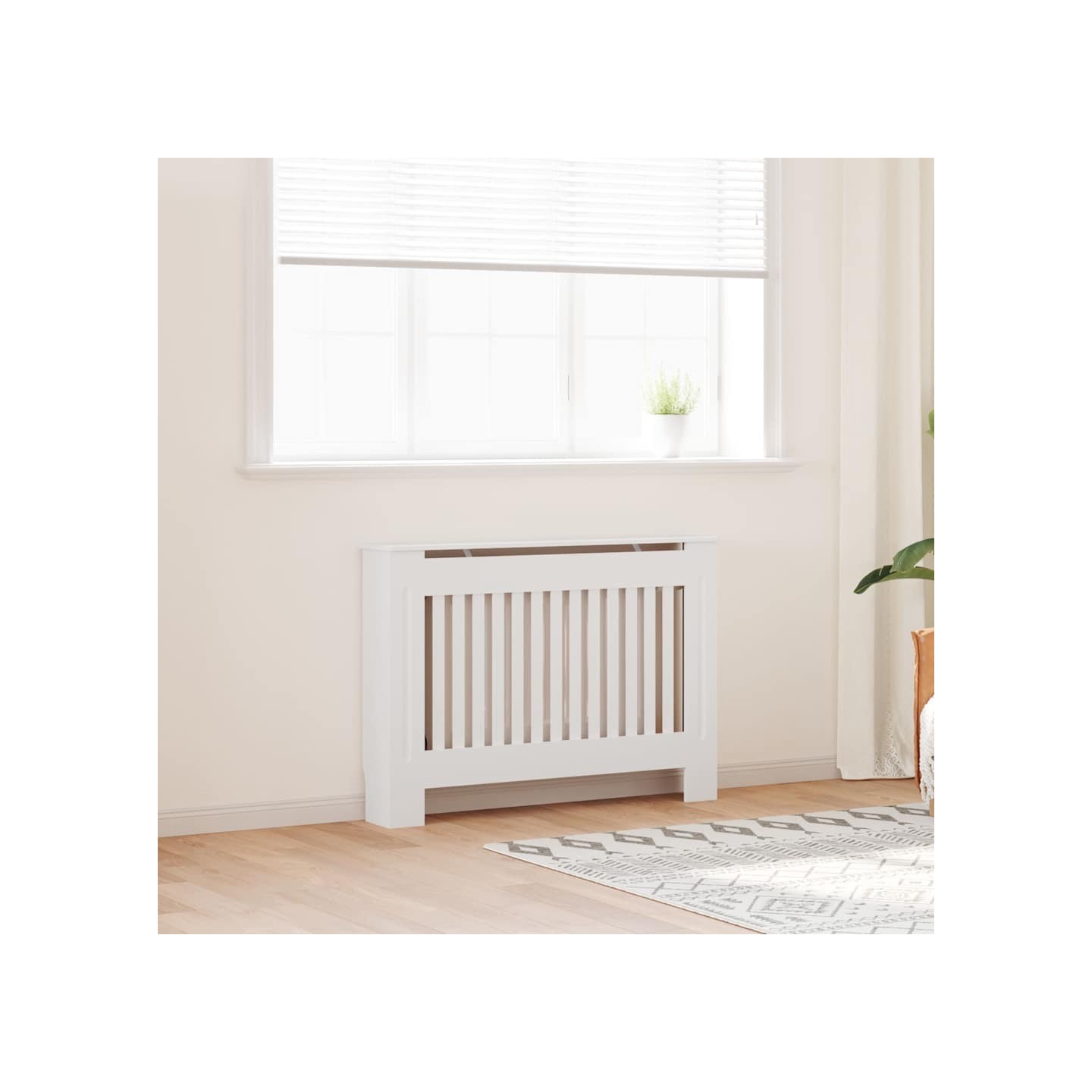 Cache-radiateur 112 cm bois d'ingénierie Blanc
