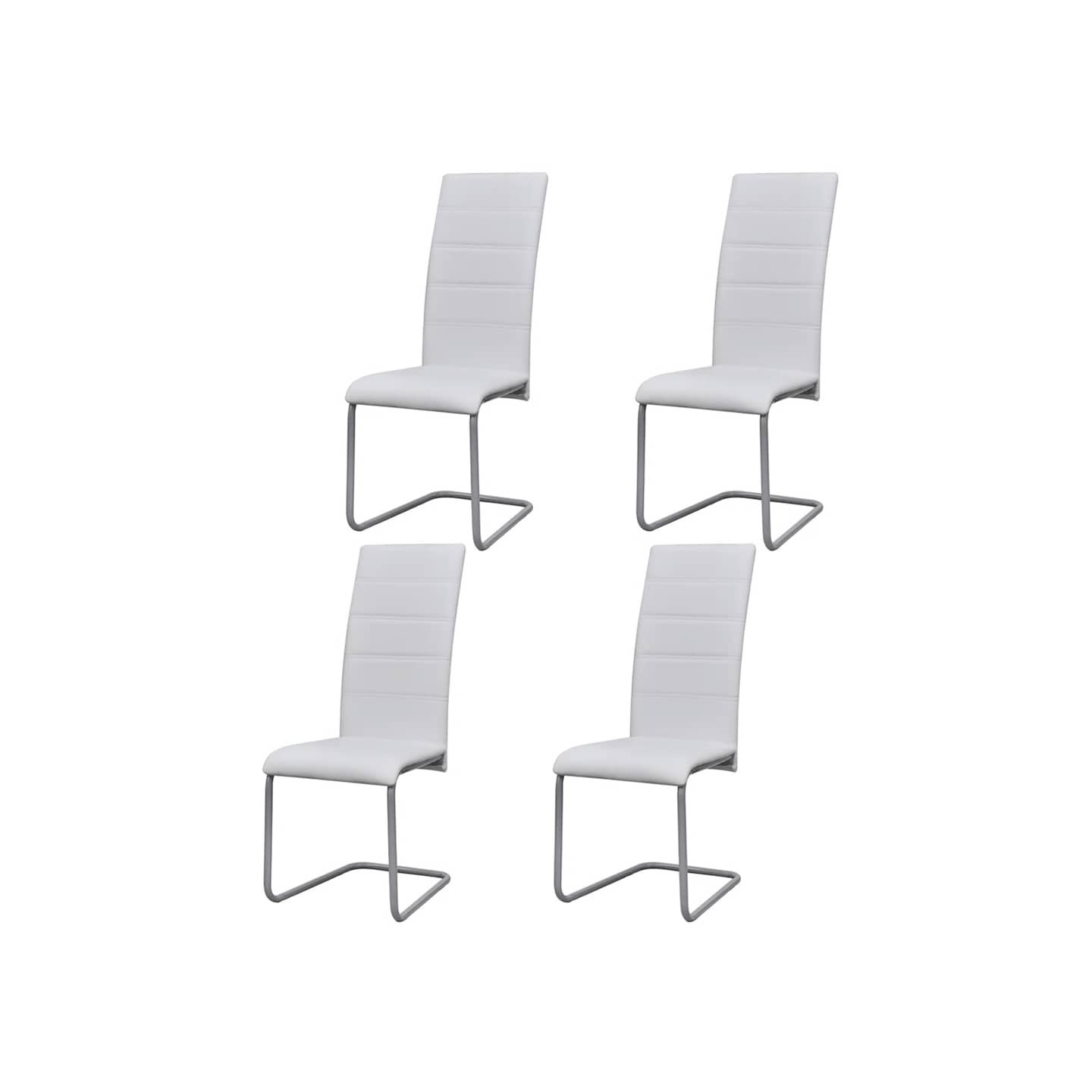 Chaises à manger cantilever lot de 4 blanc similicuir