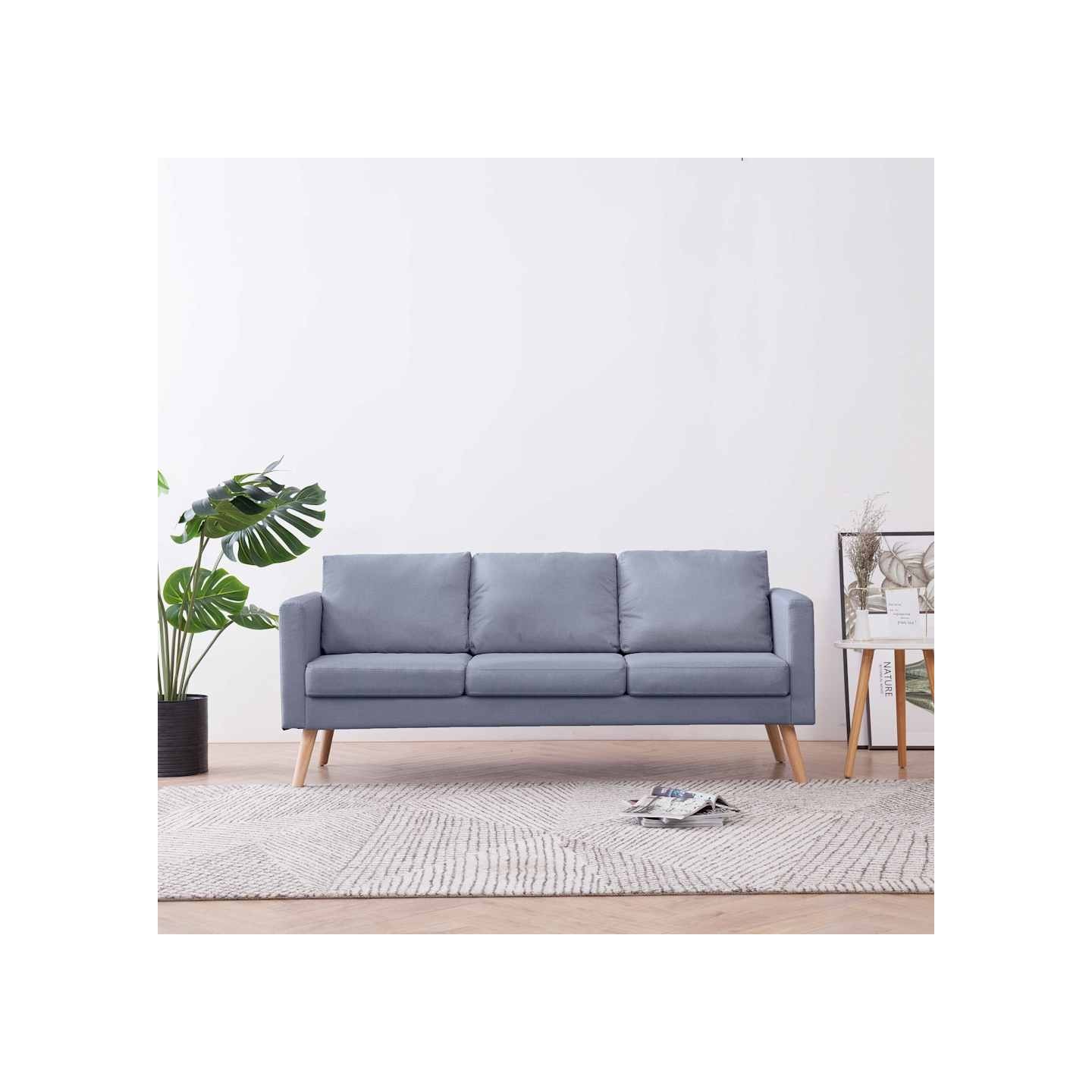 Canapé à 3 places Tissu Gris clair