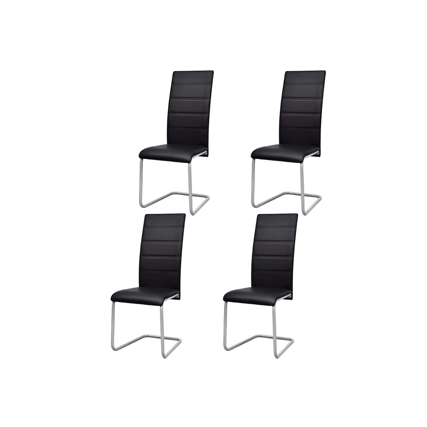 Chaises à manger cantilever lot de 4 noir similicuir