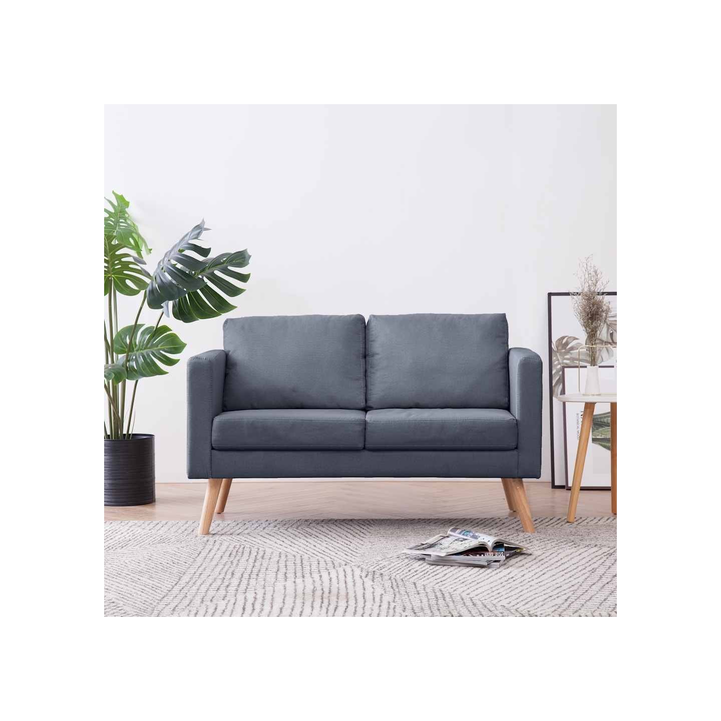 Canapé à 2 places Tissu Gris foncé