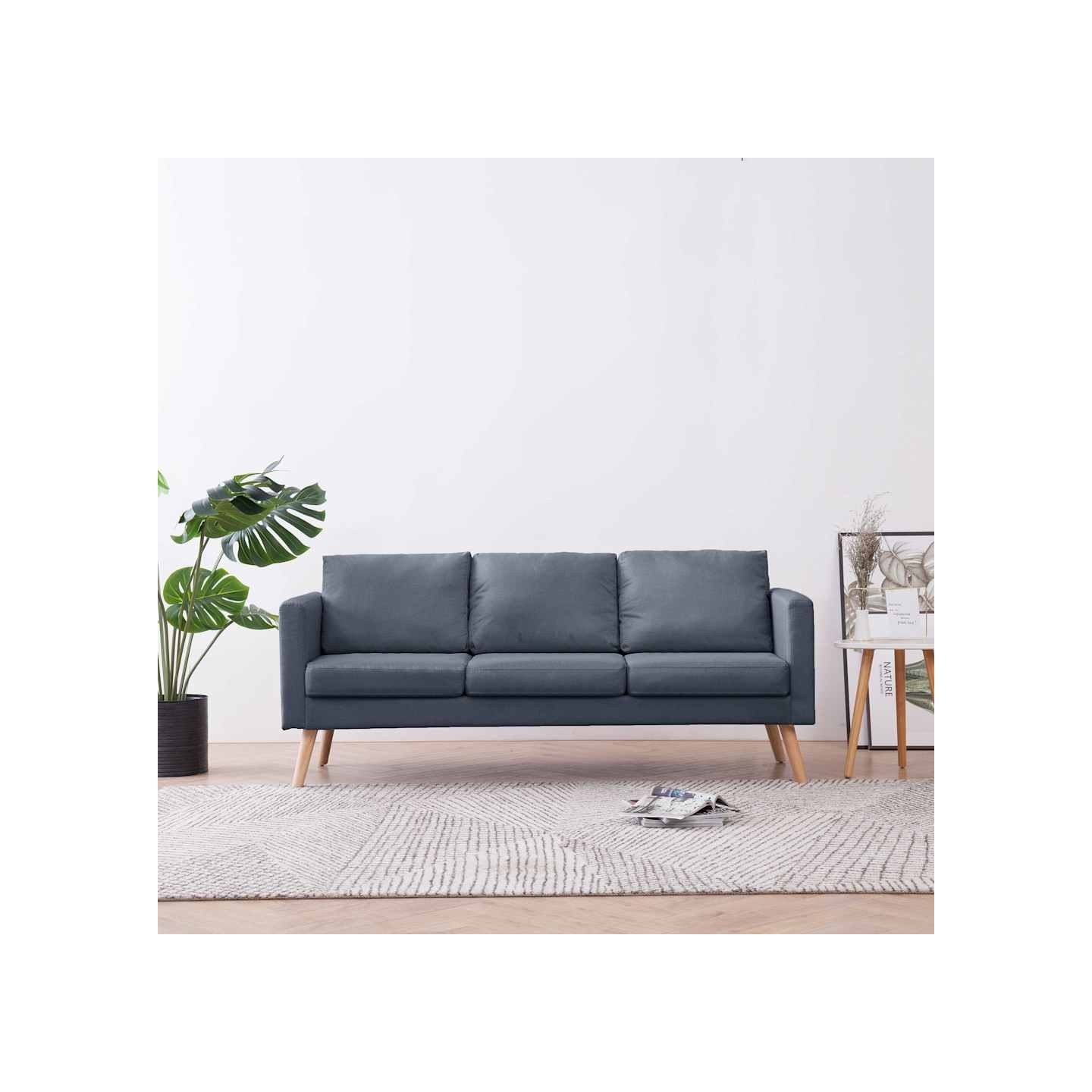 Canapé à 3 places Tissu Gris foncé