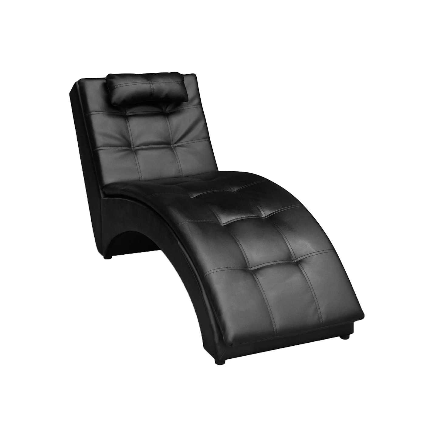 Chaise longue avec oreiller Noir Similicuir