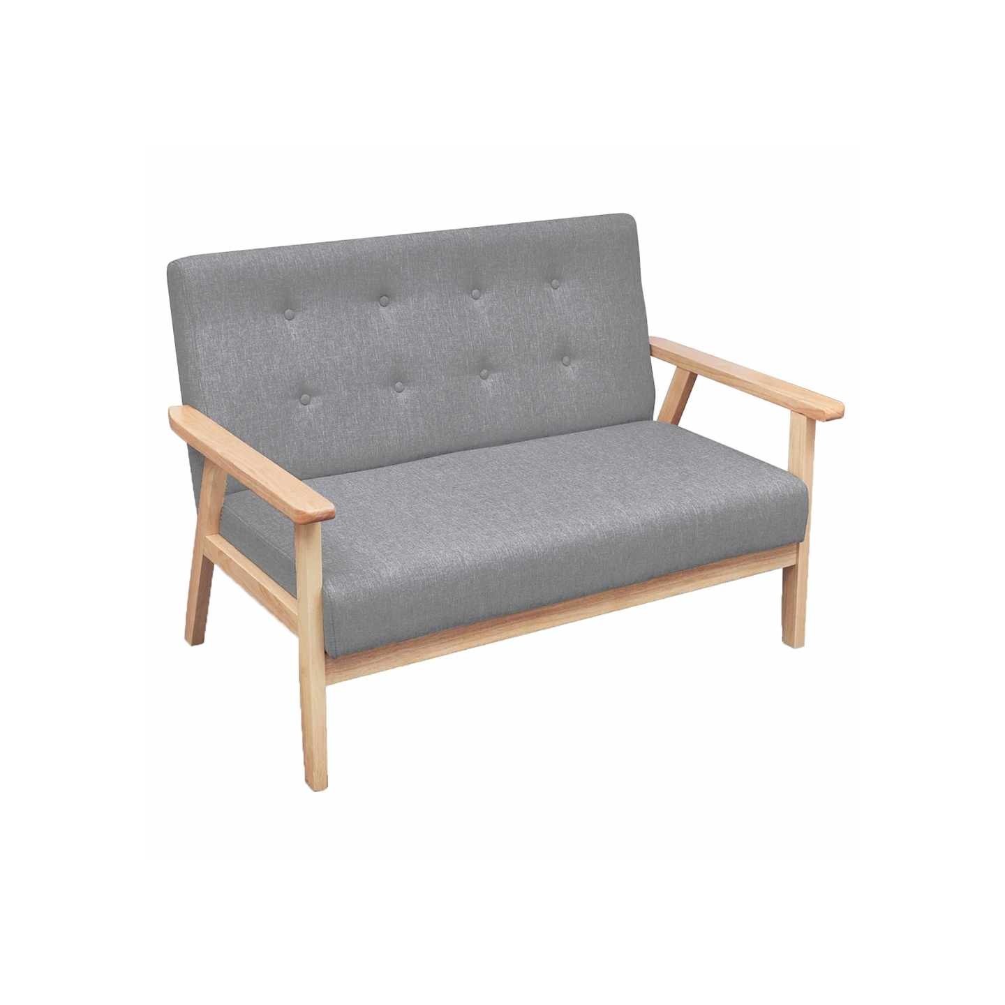 Canapé à 2 places Tissu Gris clair