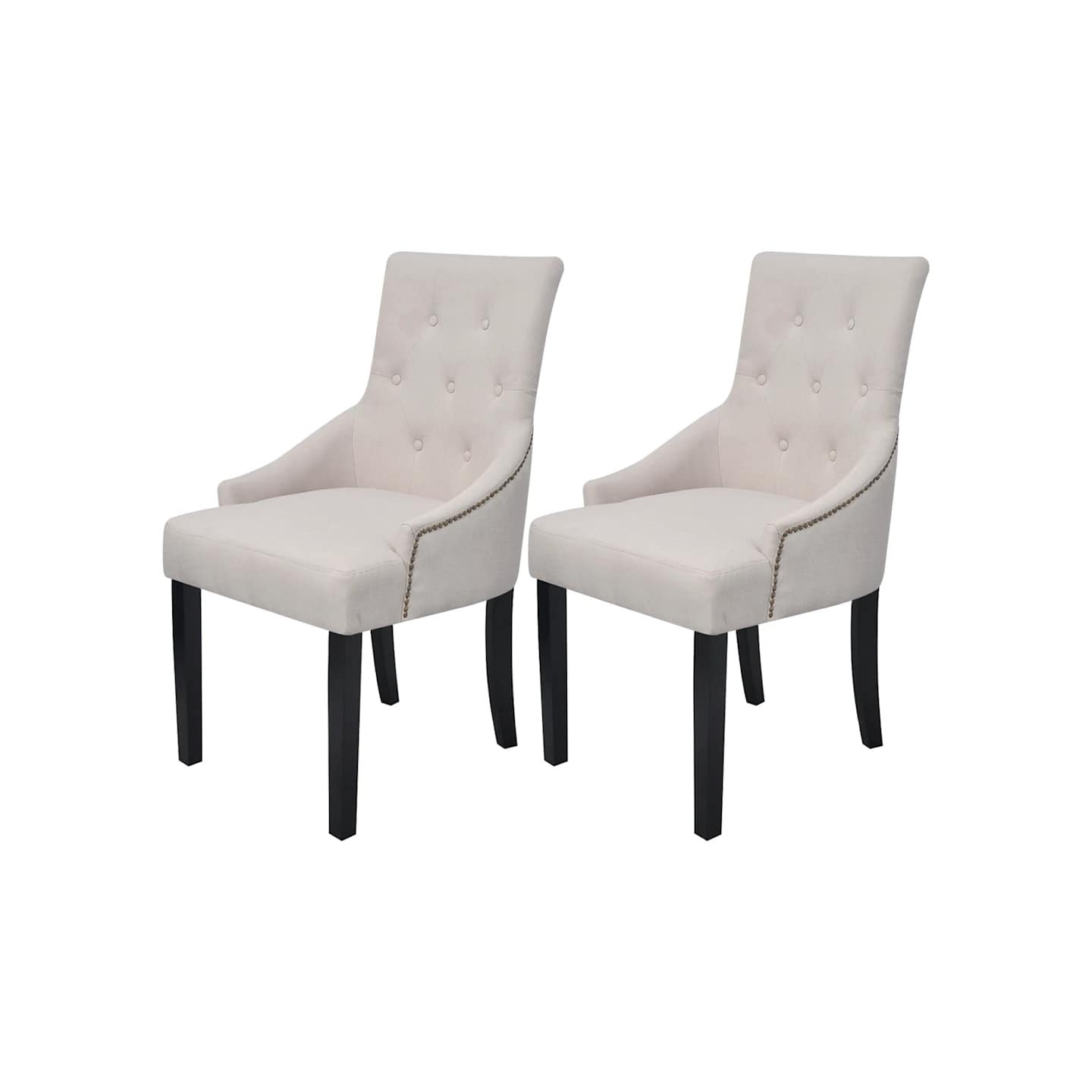 Chaises à manger lot de 2 gris crème tissu