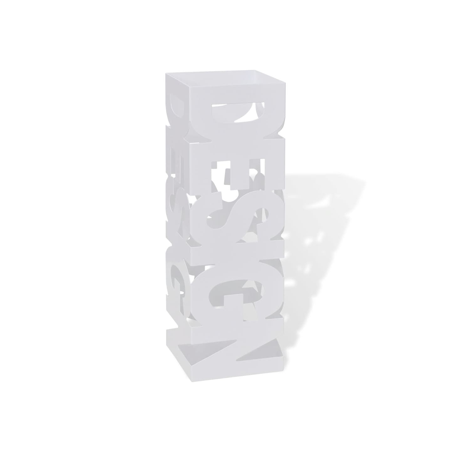 Porte-parapluie carré à rangement Blanc Acier 48,5 cm