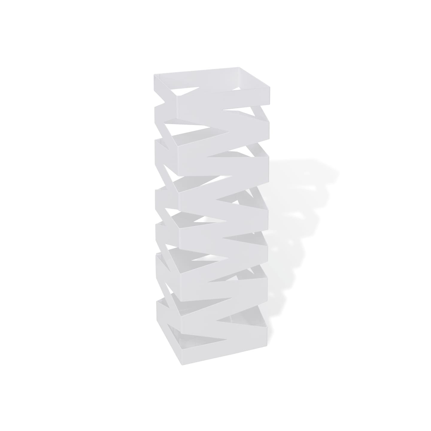 Porte-parapluie carré à rangement Blanc Acier 48,5 cm