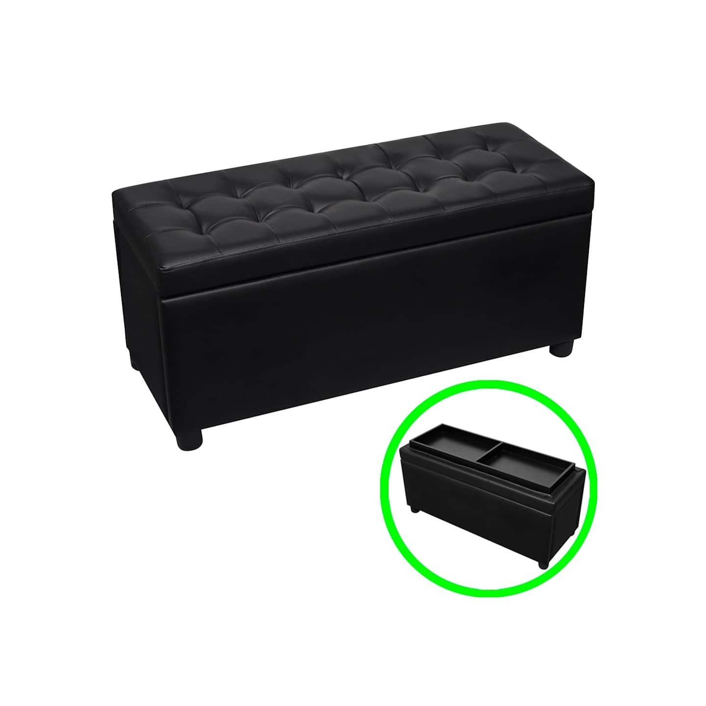 Pouf de rangement Cuir synthétique Noir