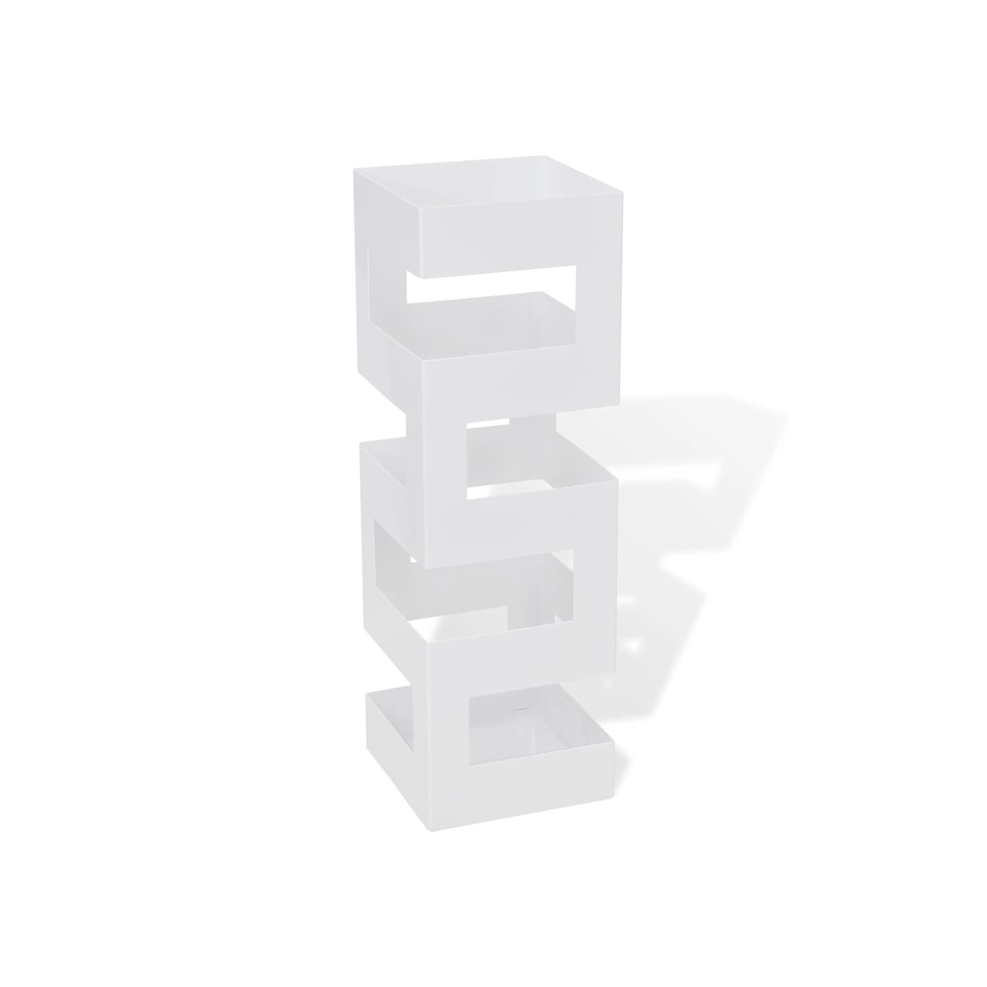 Blanc Carré Porte-parapluie stockage pour cannes bâtons acier 48,5 cm