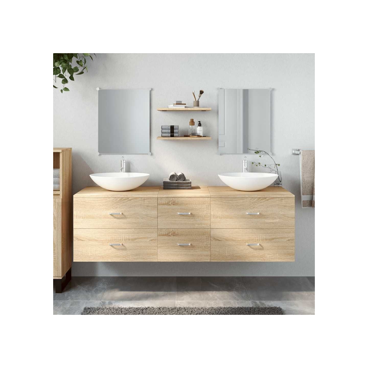 Ensemble de meubles salle de bain 5 pcs chêne bois d'ingénierie