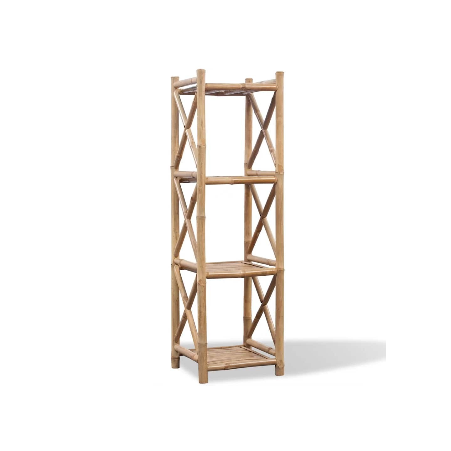 Étagère à 4 niveaux carré bambou
