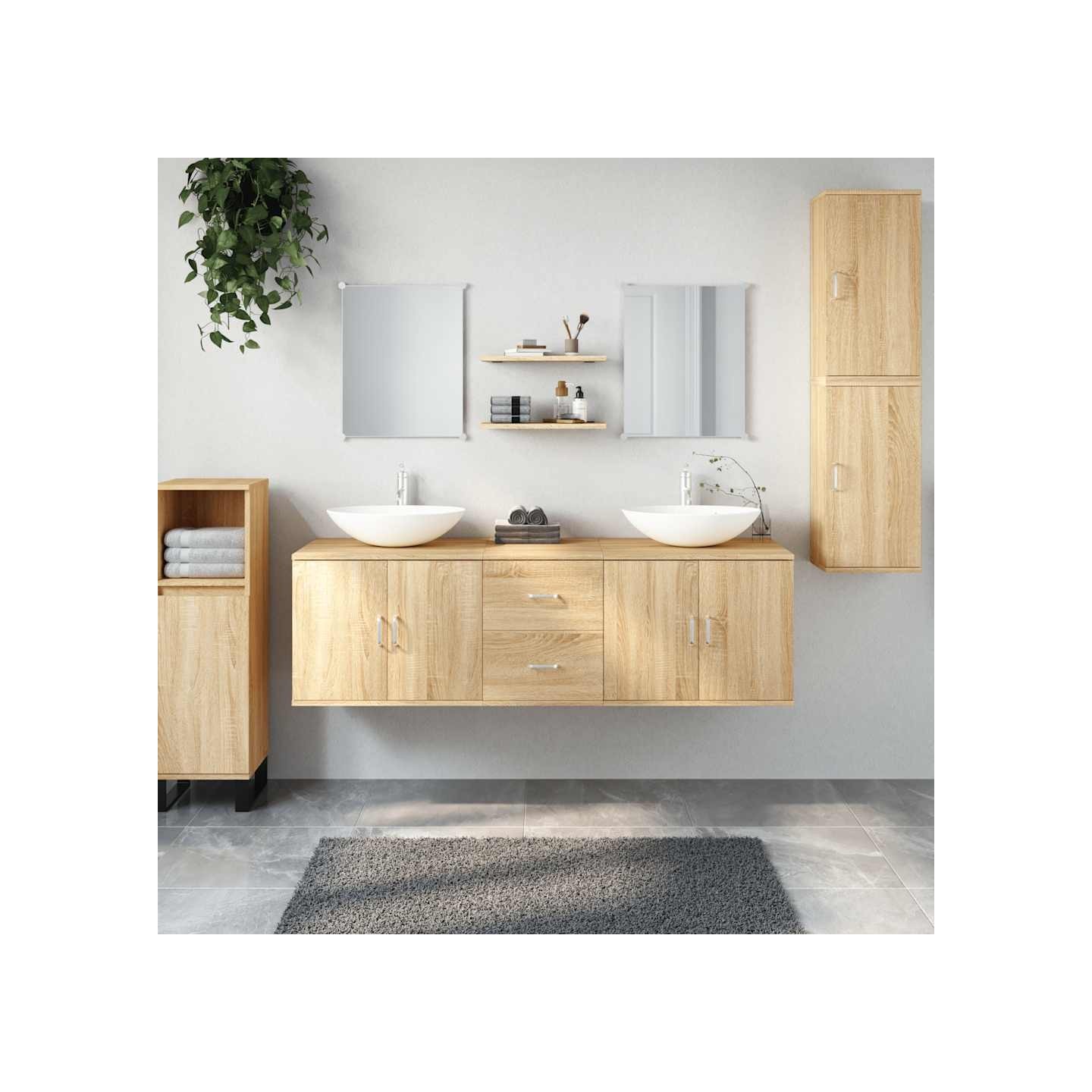 Ensemble de meubles salle de bain 7 pcs chêne bois d'ingénierie