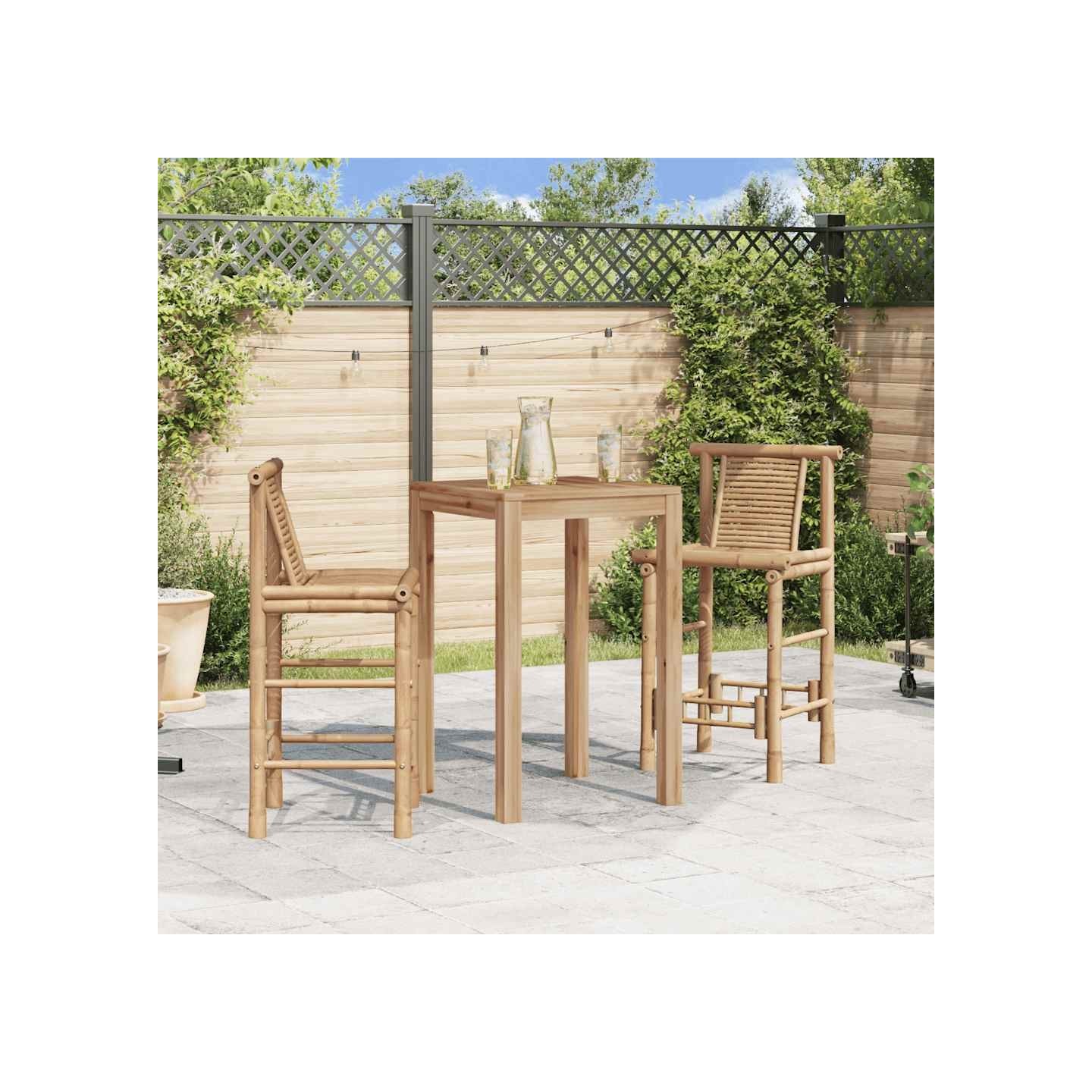 Tabourets de bar lot de 2 bambou