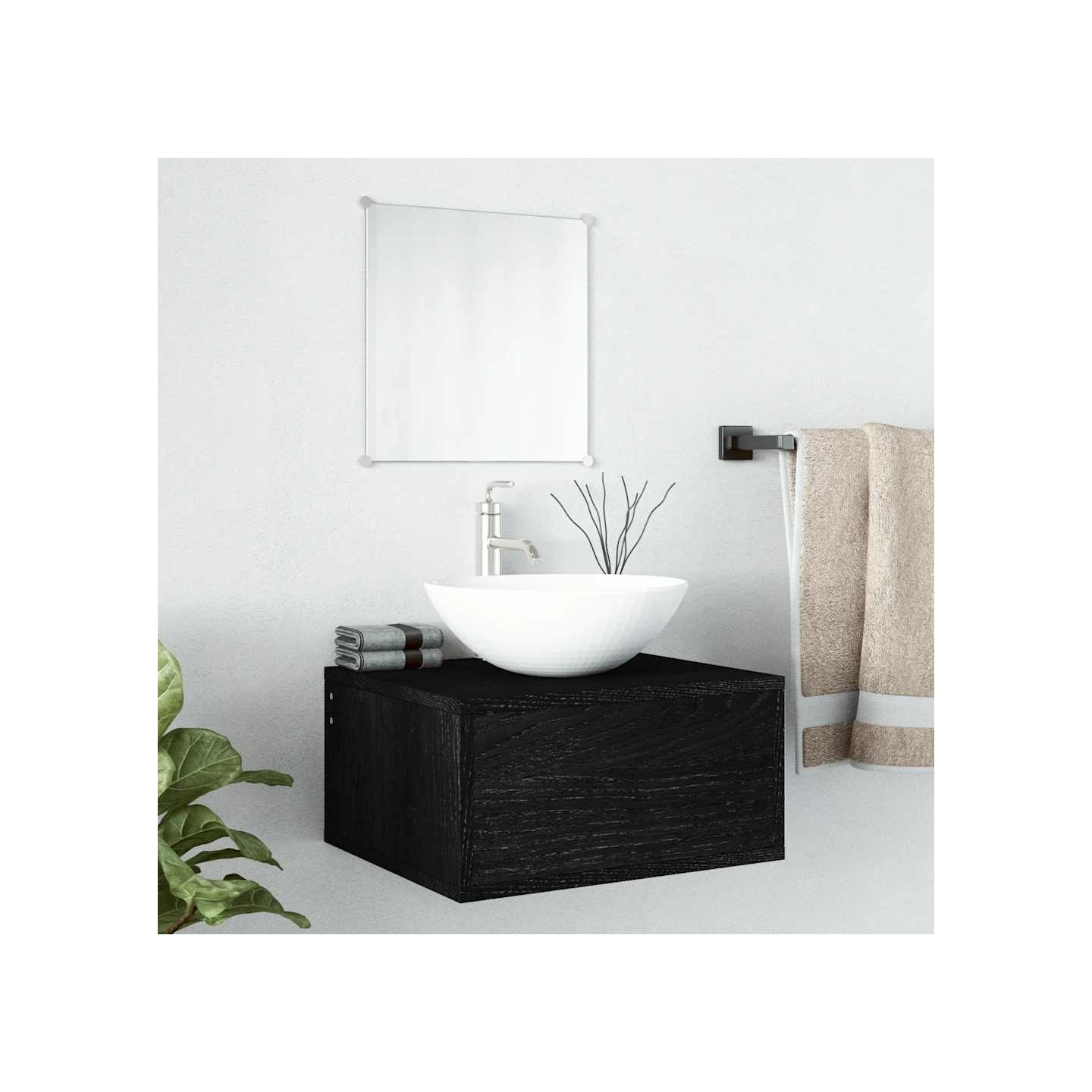 Ensemble de meubles salle de bain 2 pcs noir bois d'ingénierie