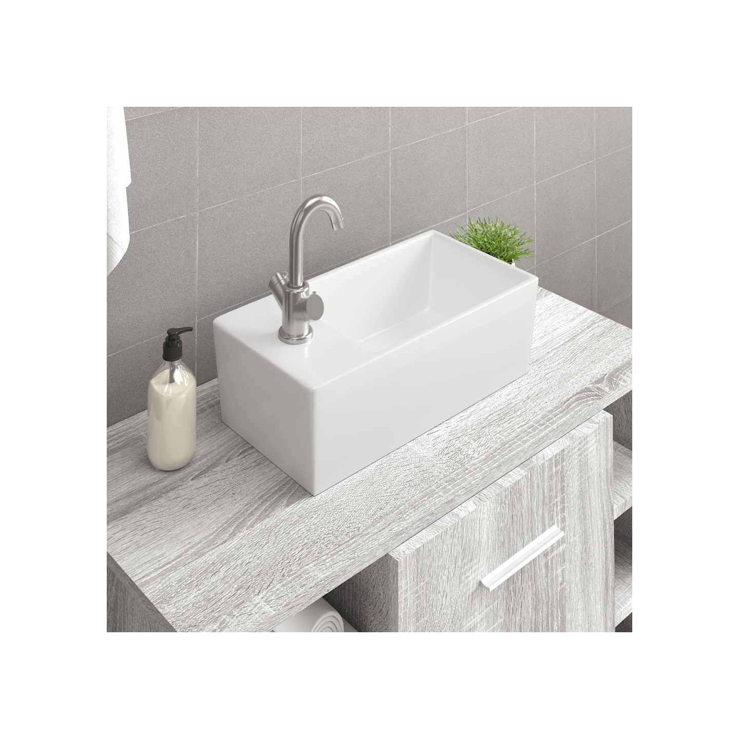Lavabo blanc 48x25x15 cm céramique