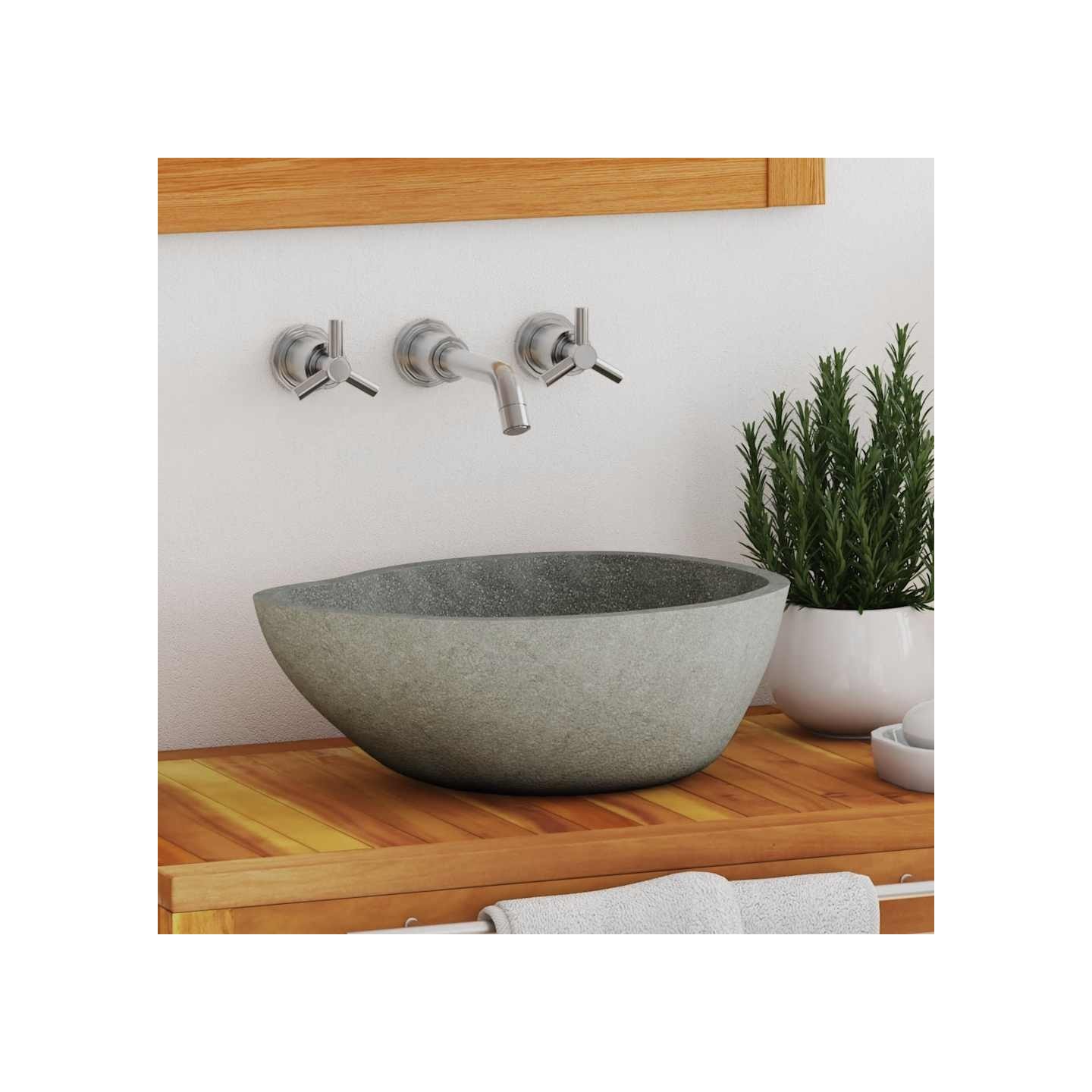 Lavabo en pierre de rivière Ovale (37-46)x(29-36) cm