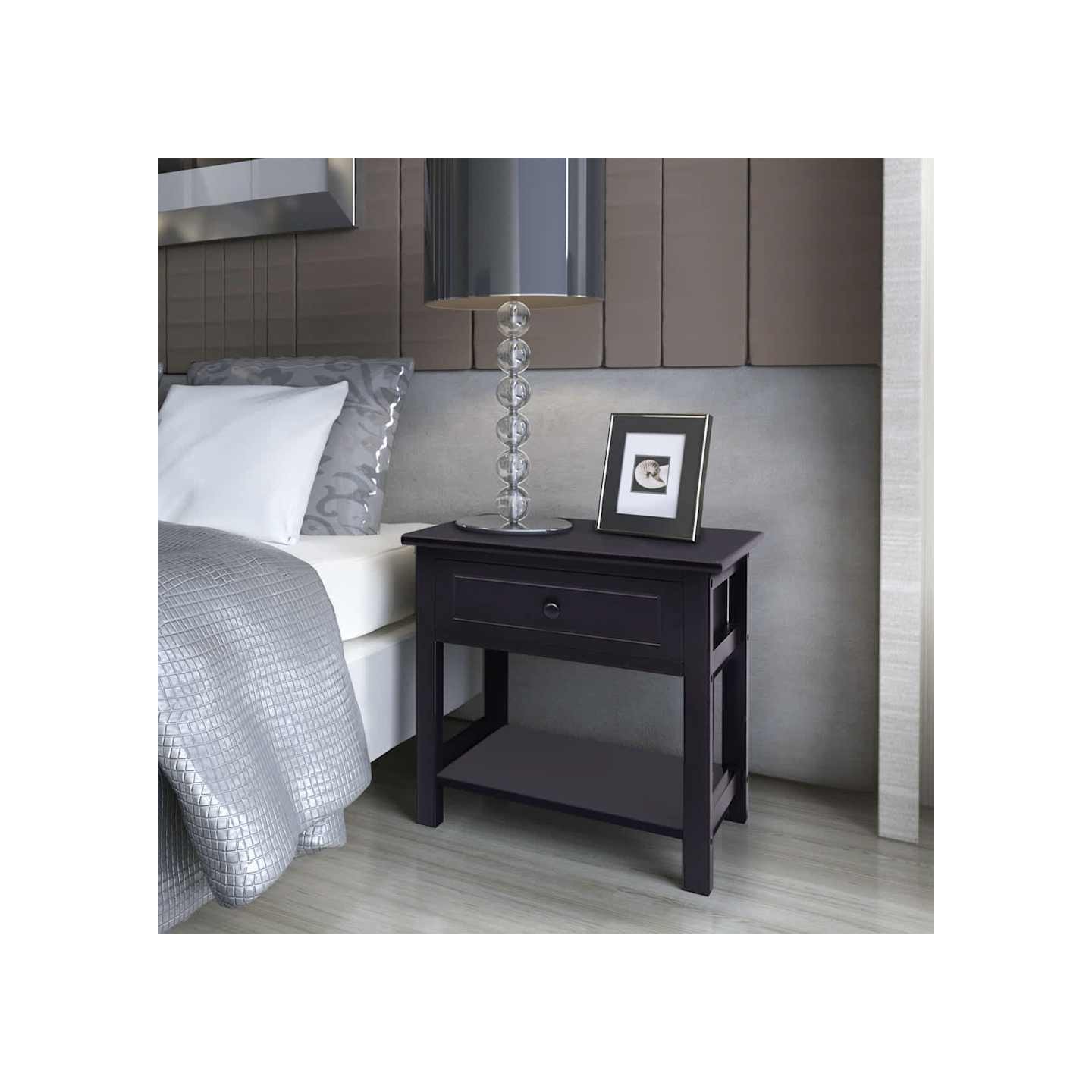 Table de chevet 2 pcs Bois Noir