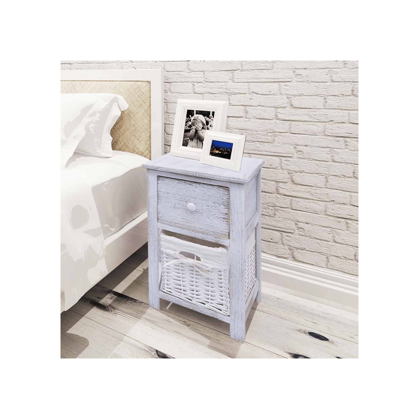 Table de chevet 2 pcs Bois Blanc