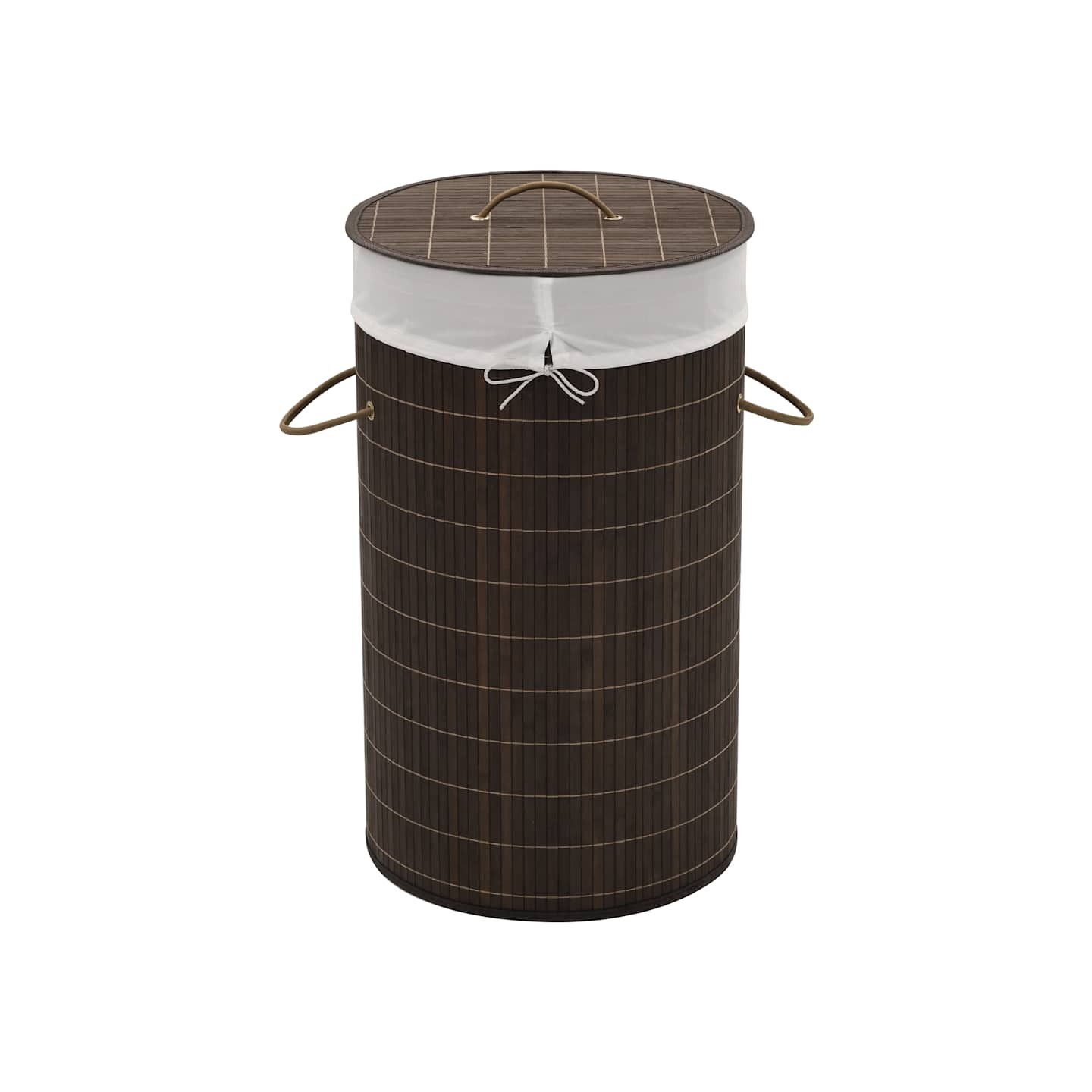 Panier à linge rond en bambou Marron foncé