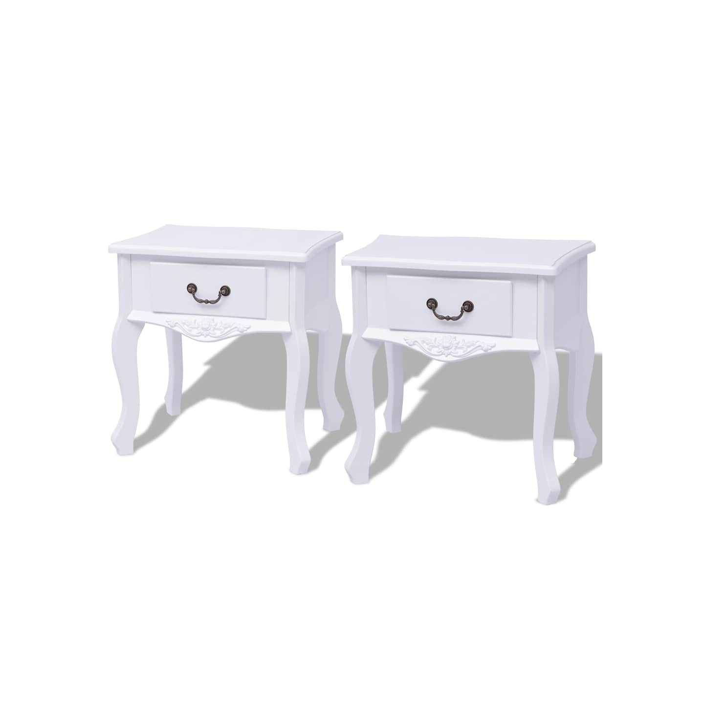 Table de chevet 2 pcs MDF Blanc
