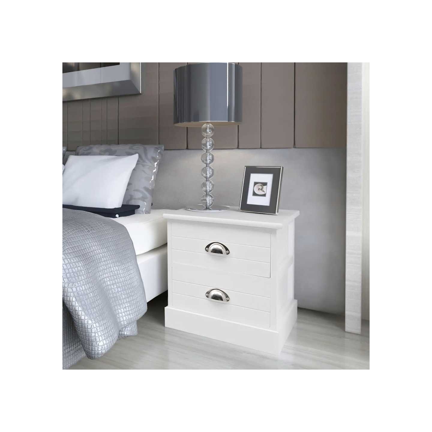Table de chevet en style français 2 pcs Blanc