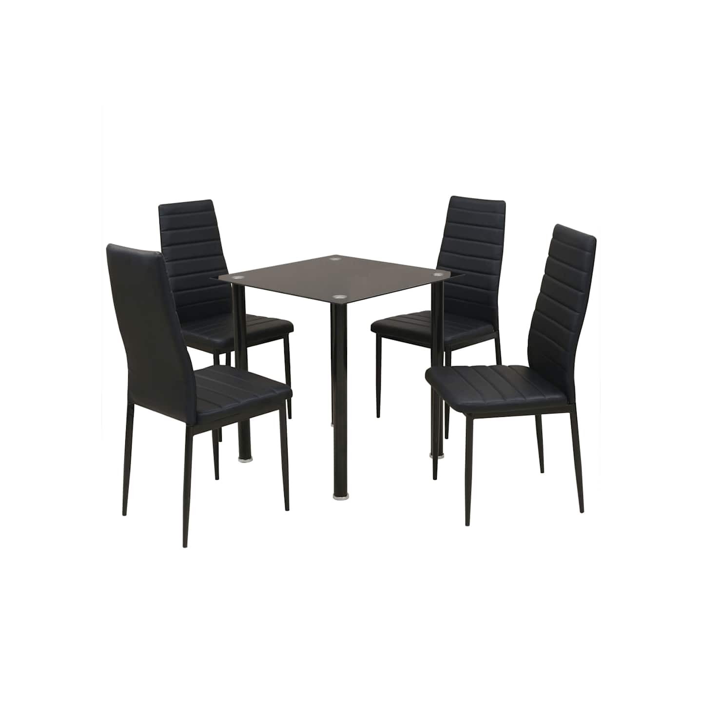 Ensemble table et chaise de salle à manger 5 pièces noir