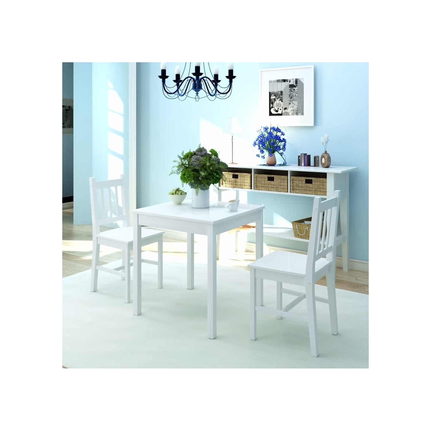 Ensemble de salle à manger trois pièces Pinède Blanc