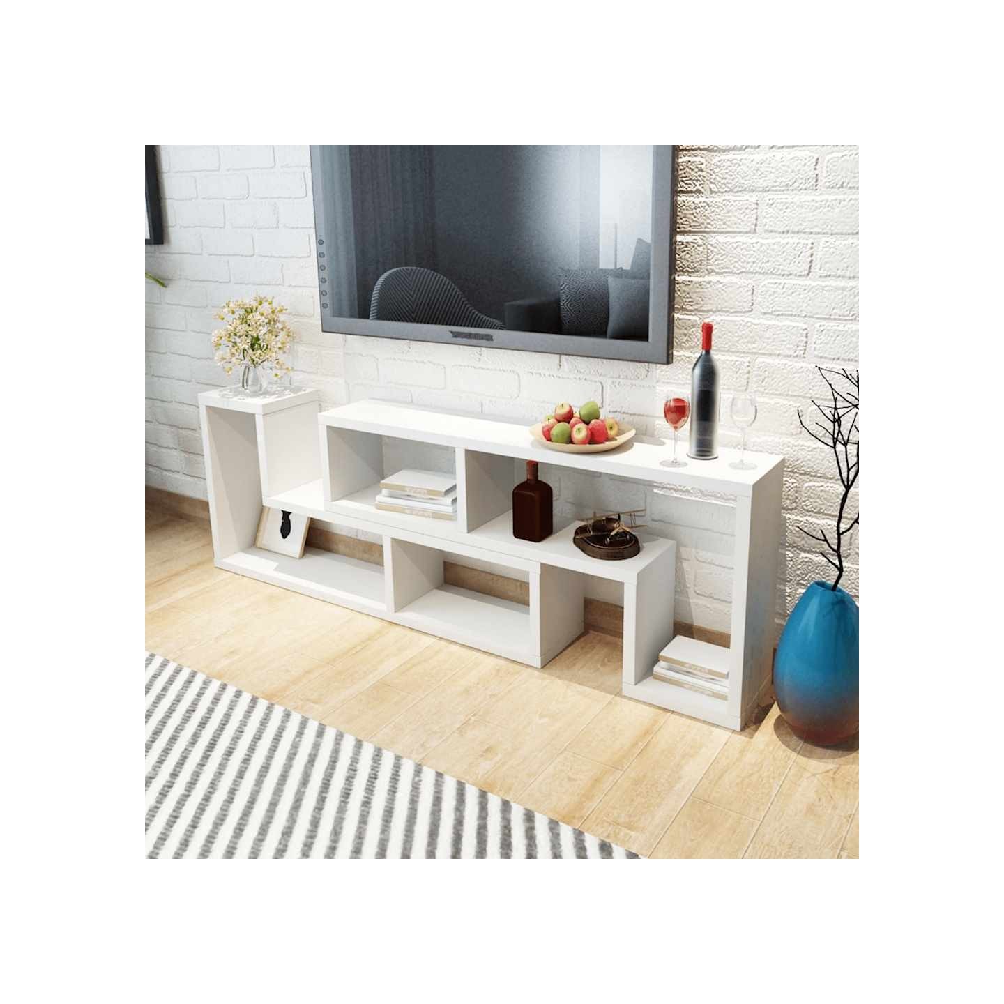 Meuble TV double en forme de L Blanc